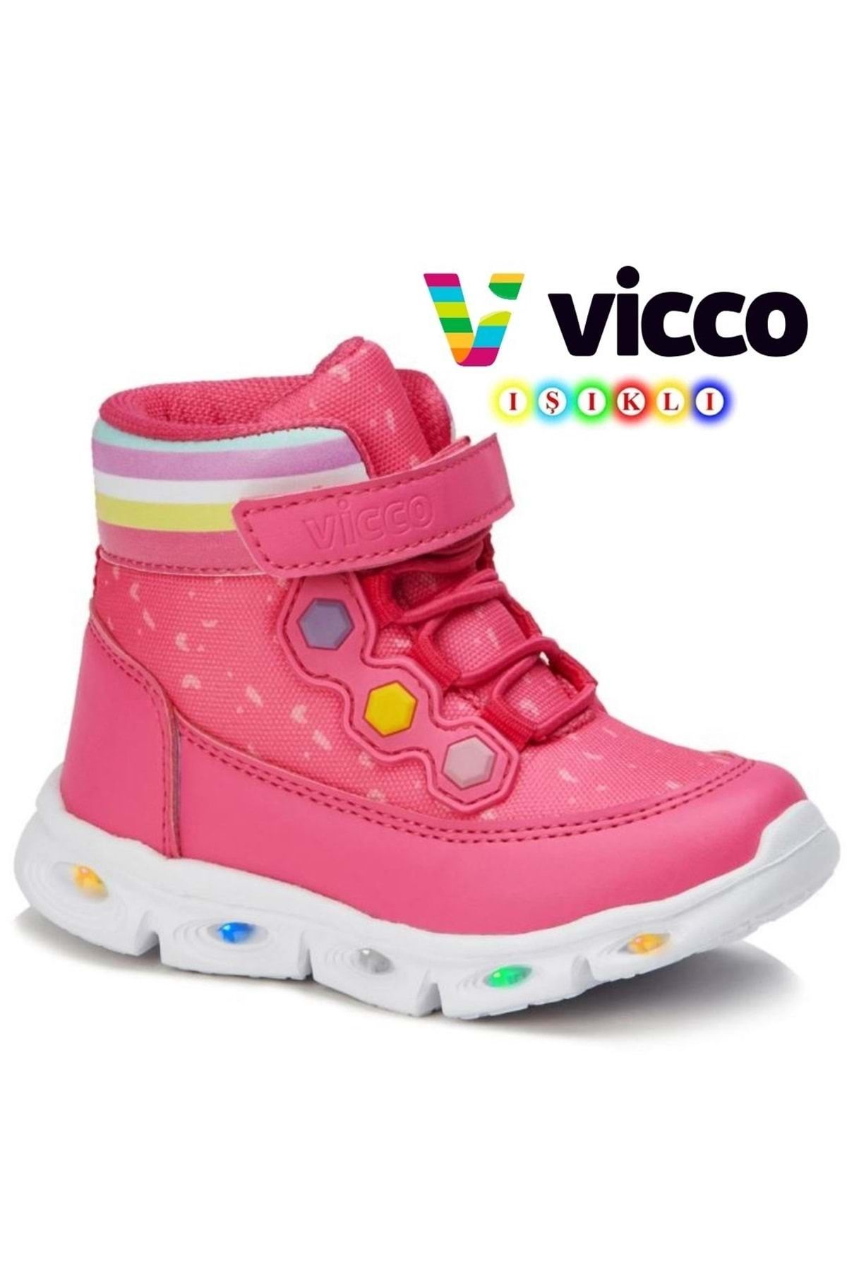 Kids Club Shoes Vicco Mizu Işıklı Phylon Taban Ortopedik Çocuk Boğazlı Spor Ayakkabı FUŞYA