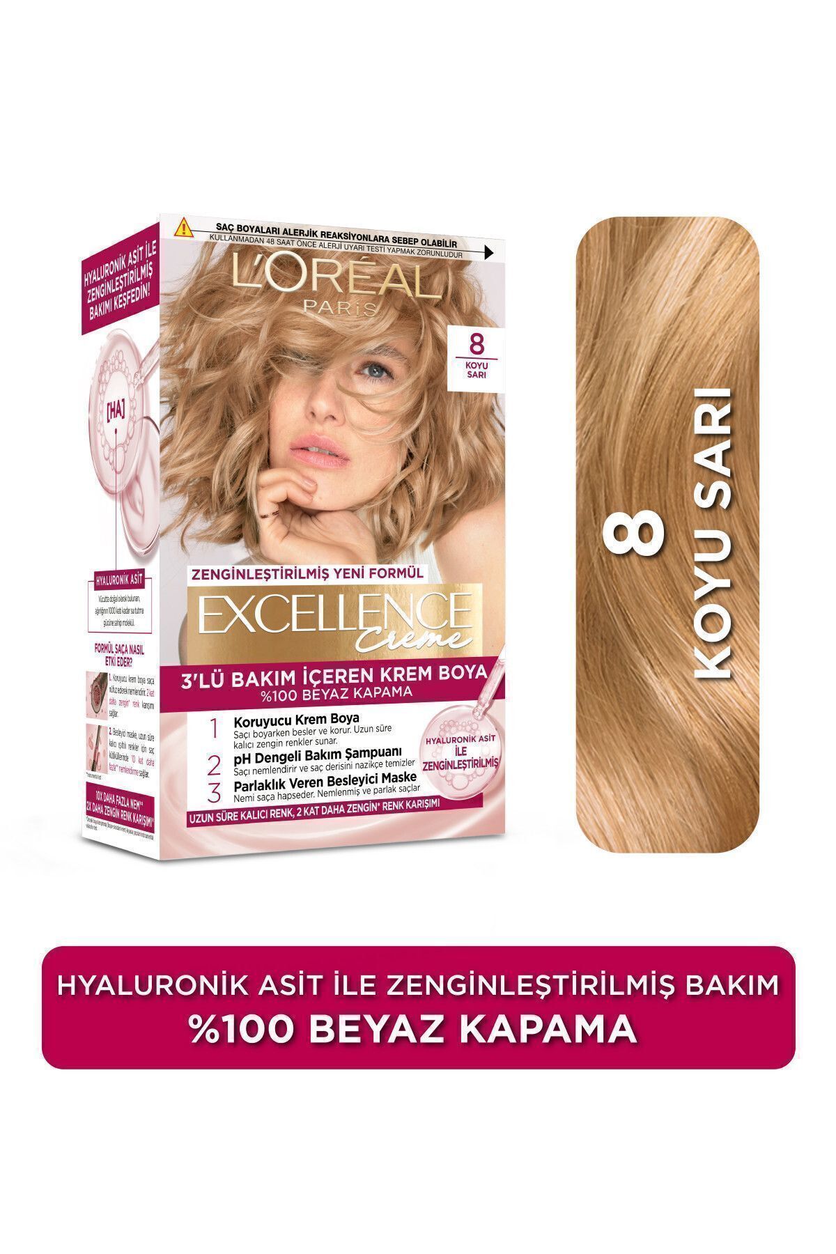 L'Oreal Paris L’oréal Paris Excellence Creme 8 Koyu Sarı Saç Boyası