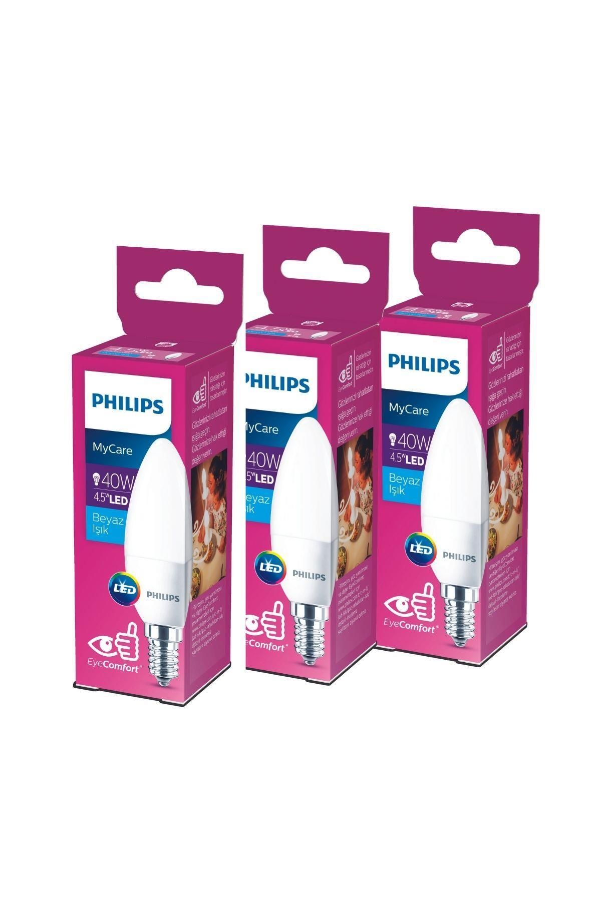 Philips Led 40w Mum Ampul Beyaz Işık E14 Ince Duylu 3lü