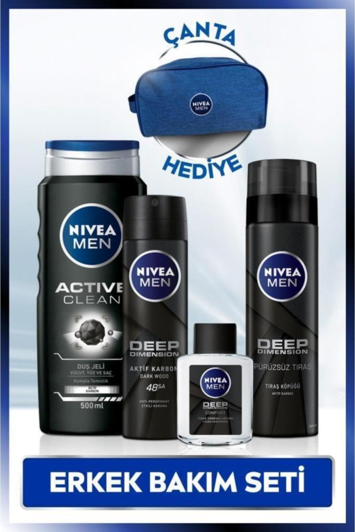 NIVEA Men Deodorant,duş Jeli 500 Ml,tıraş Köpüğü,tıraş Sonrası Losyon Damat Çeyiz Erkek Bakım Seti Çantalı