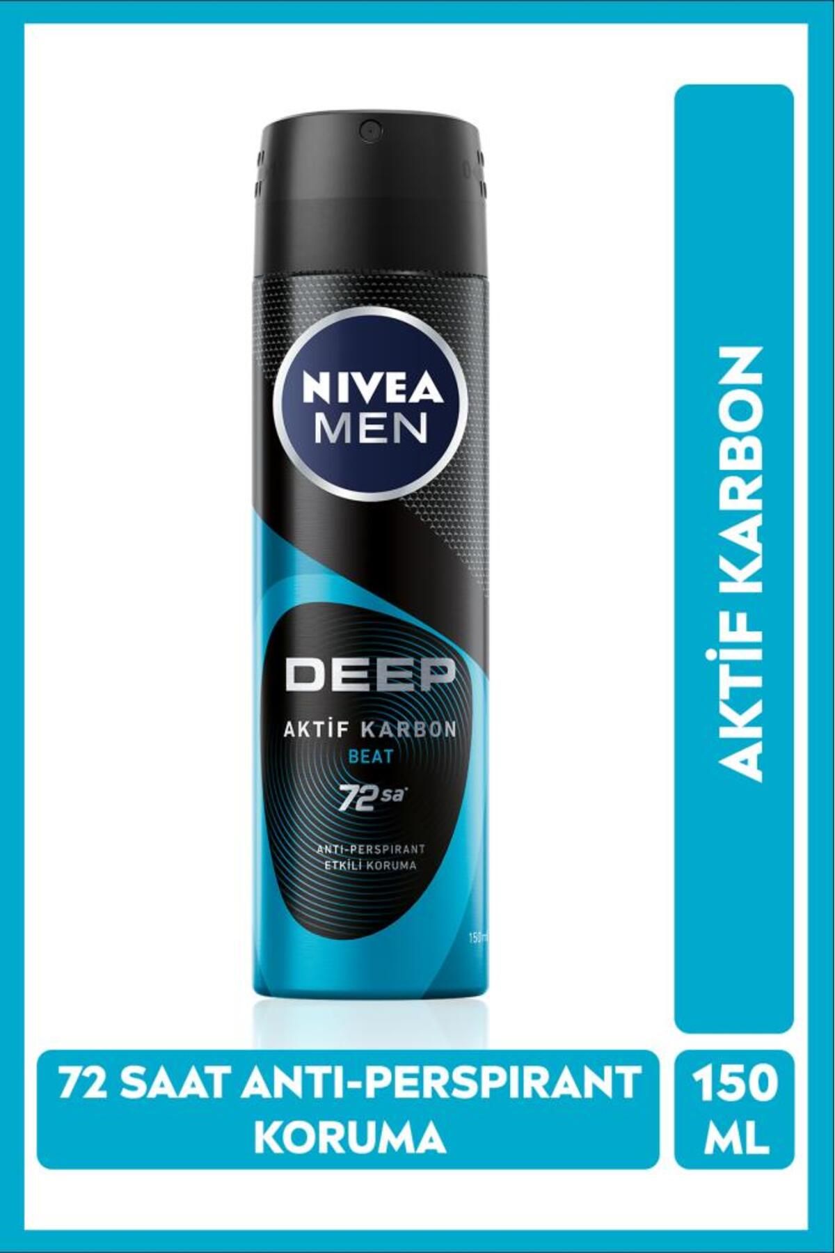 NIVEA Men Erkek Sprey Deodorant Deep Beat 150ml,72 Saat Anti-perspirant Koruma