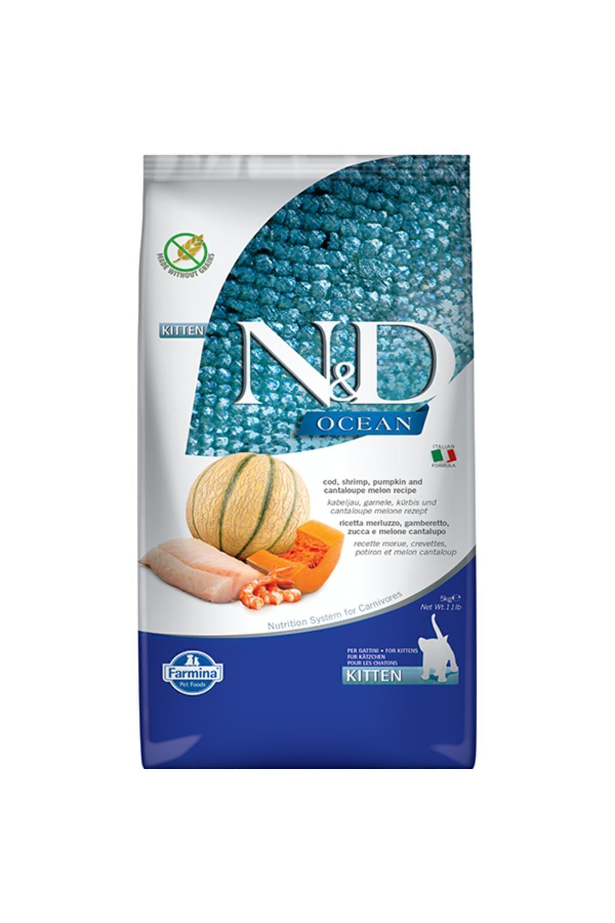 N & D Ocean Morina Balığı Balkabağı Karides Ve Kavunlu Yavru Kedi Maması 5 Kg