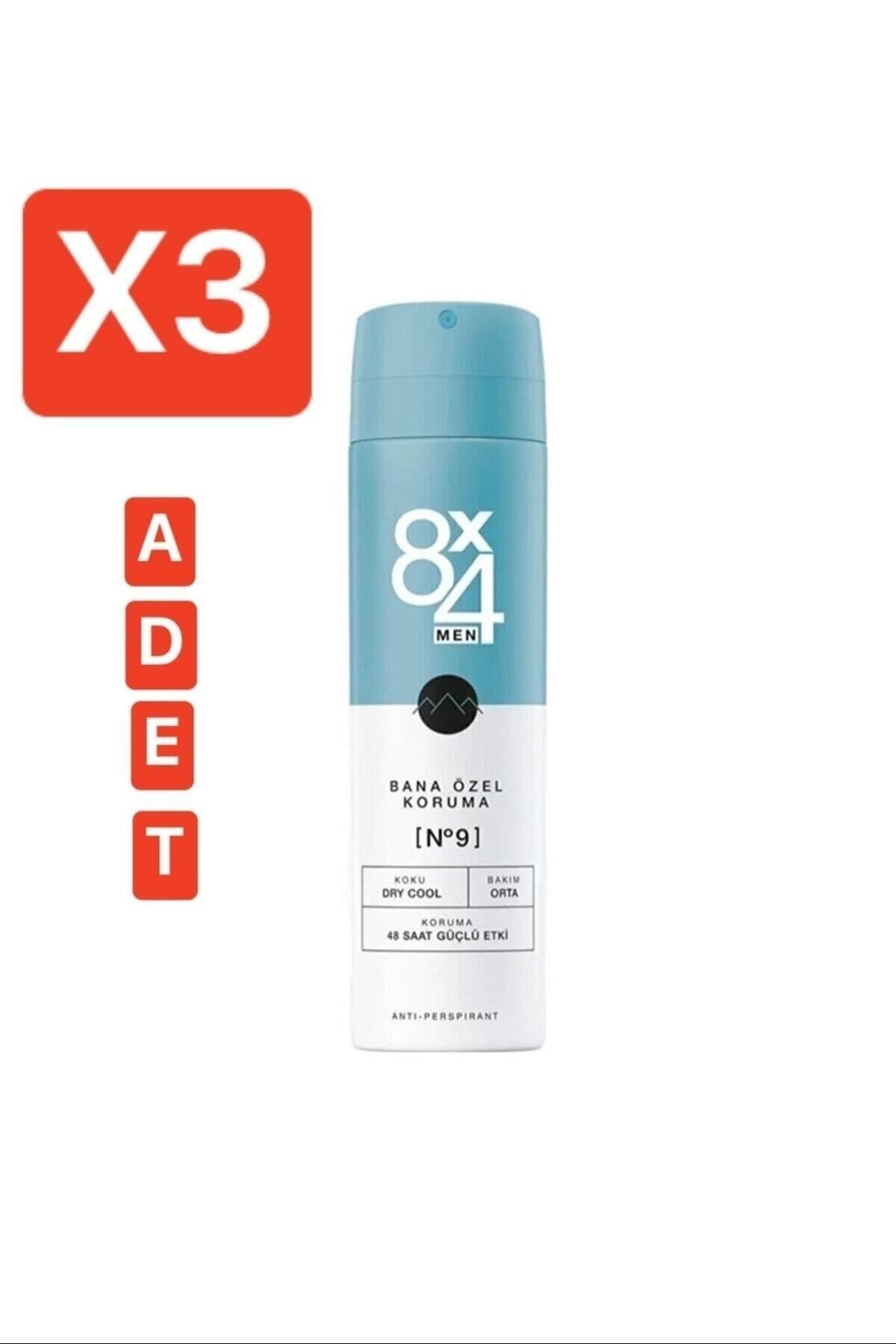 8x4 Erkek Deodorant 150ml Bana Özel Koruma No:9 Dry Cool X 3 Adet 4005900740656