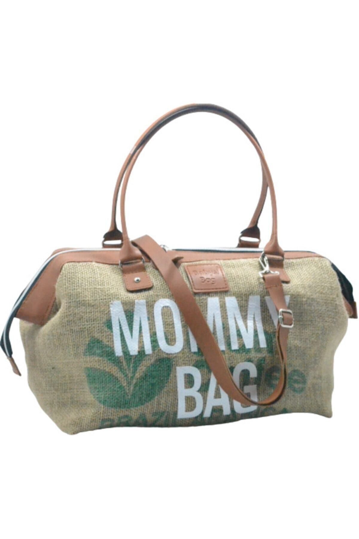 Babysi Mommy Bag Exclusive Kahve Jüt Tasarım Baby Anne Bebek Bakım ve Kadın Çantası