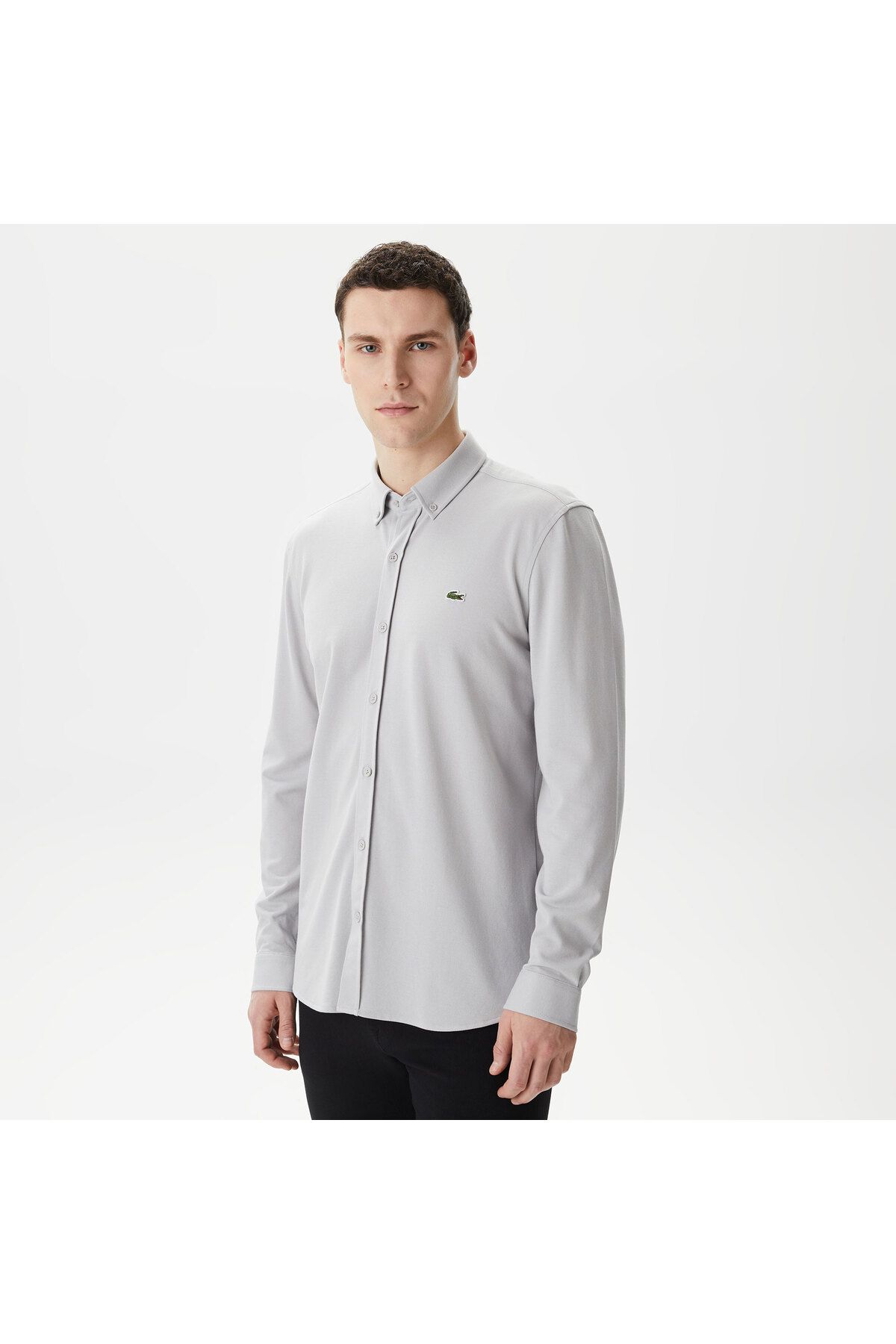 Lacoste Erkek Slim Fit Gri Gömlek