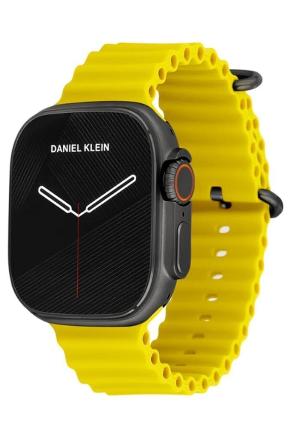 Daniel Klein Arama Konuşma Özellikli Değiştirilebilir Kordonlu Sarı Silikon Kayışlı Akıllı Saat