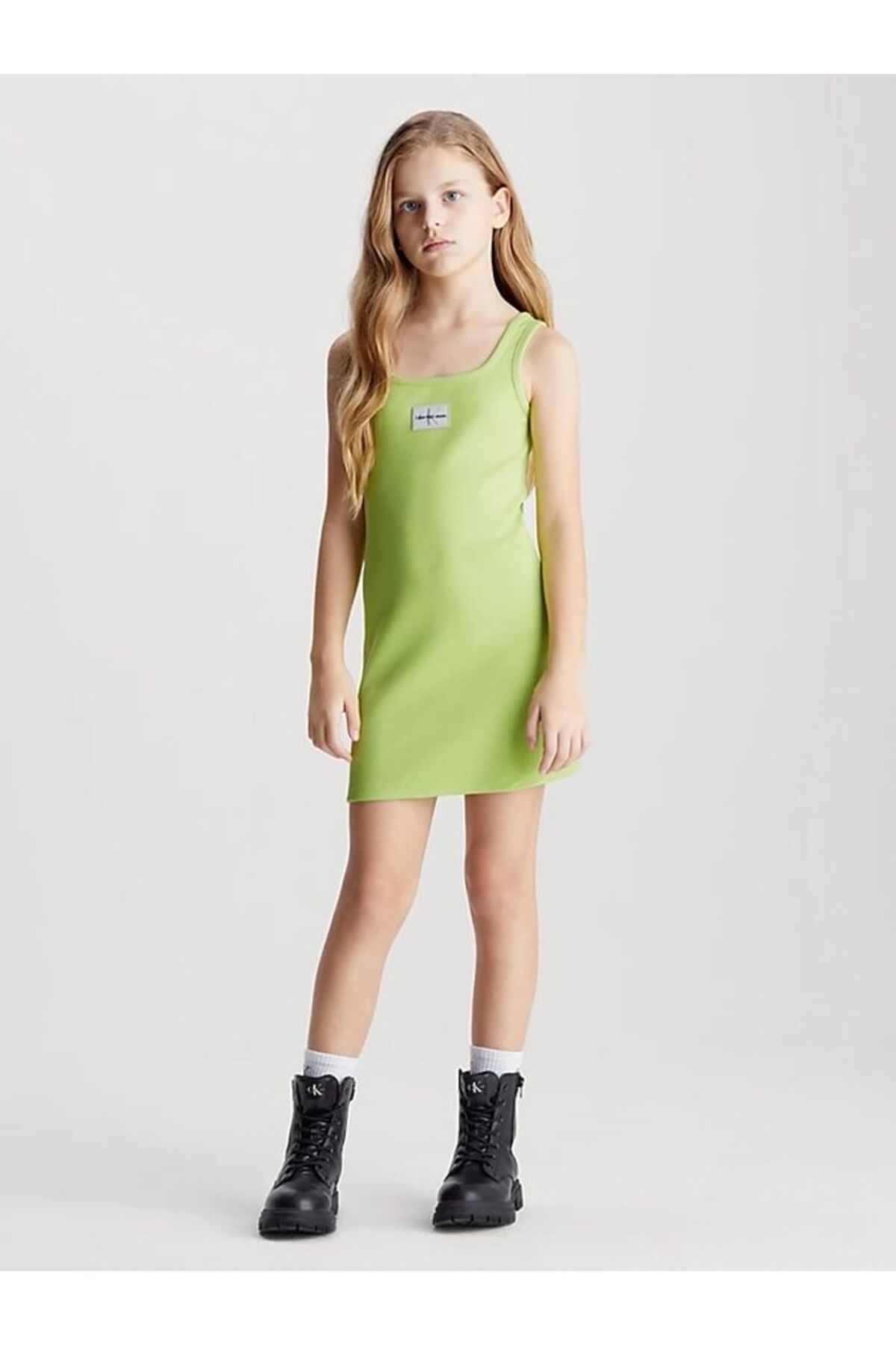 Calvin Klein Çocuk Logo Detaylı Yeşil Elbise