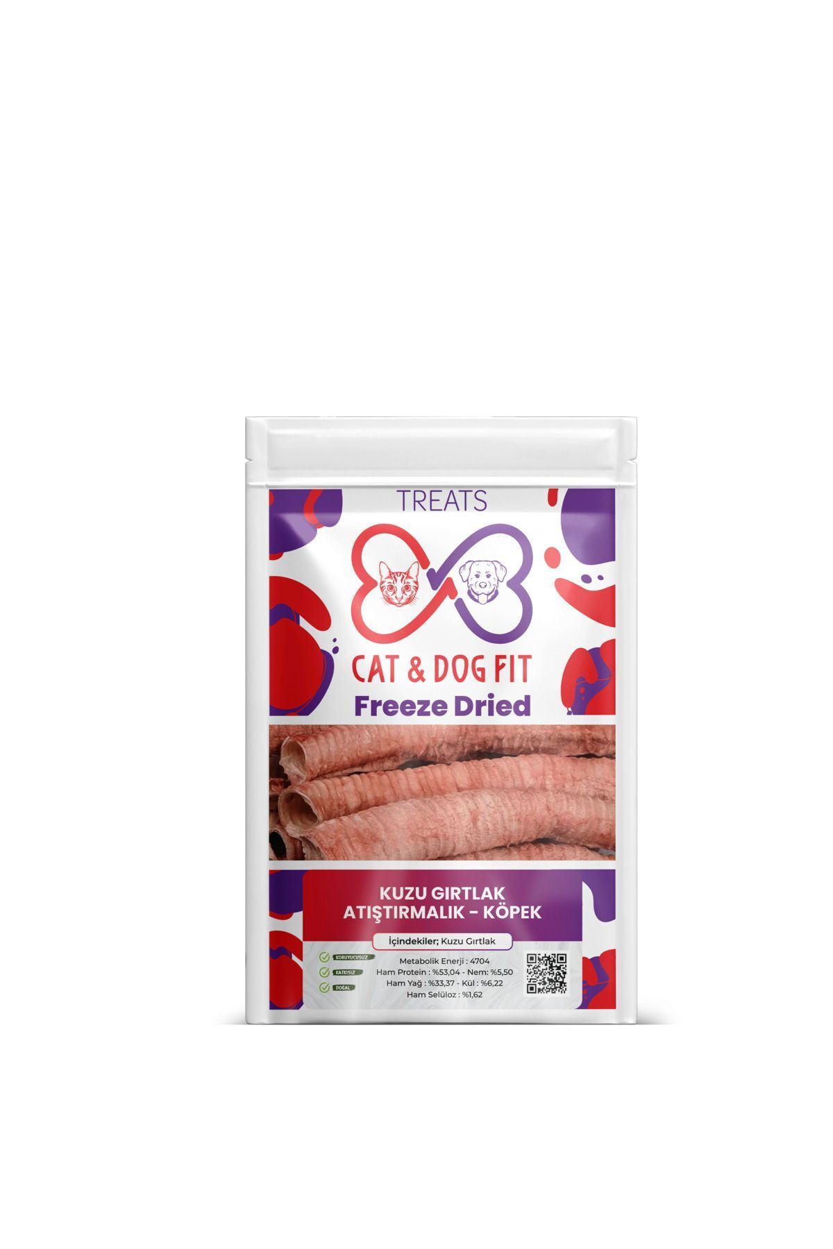 cat & dog fit Freeze-dry Kuzu Gırtlak Köpek Atıştırmalık Mama %100 Doğal Katkısız Ödül Maması Diş Fırçası