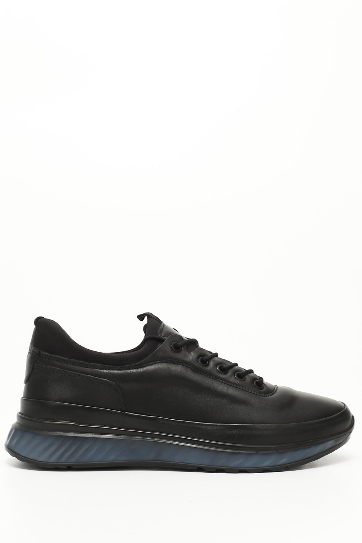 GÖNDERİ(R) Siyah Gön Hakiki Deri Bağcıklı Jel Tabanlıklı Erkek Günlük Sneaker 01909
