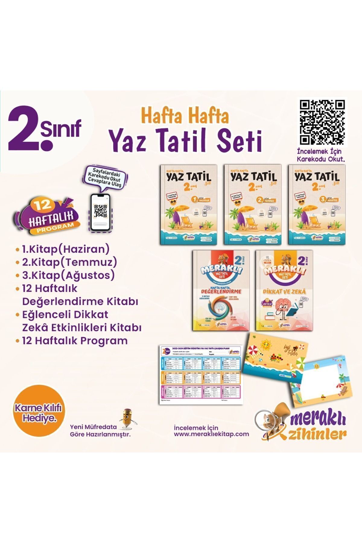 meraklı zihinler MERAKLI ZİHİNLER YAYINCILIK 2.SINIF HAFTA HAFTA YAZ TATİL SETİ 2024 ( KARNE KILIFI HEDİYELİ)