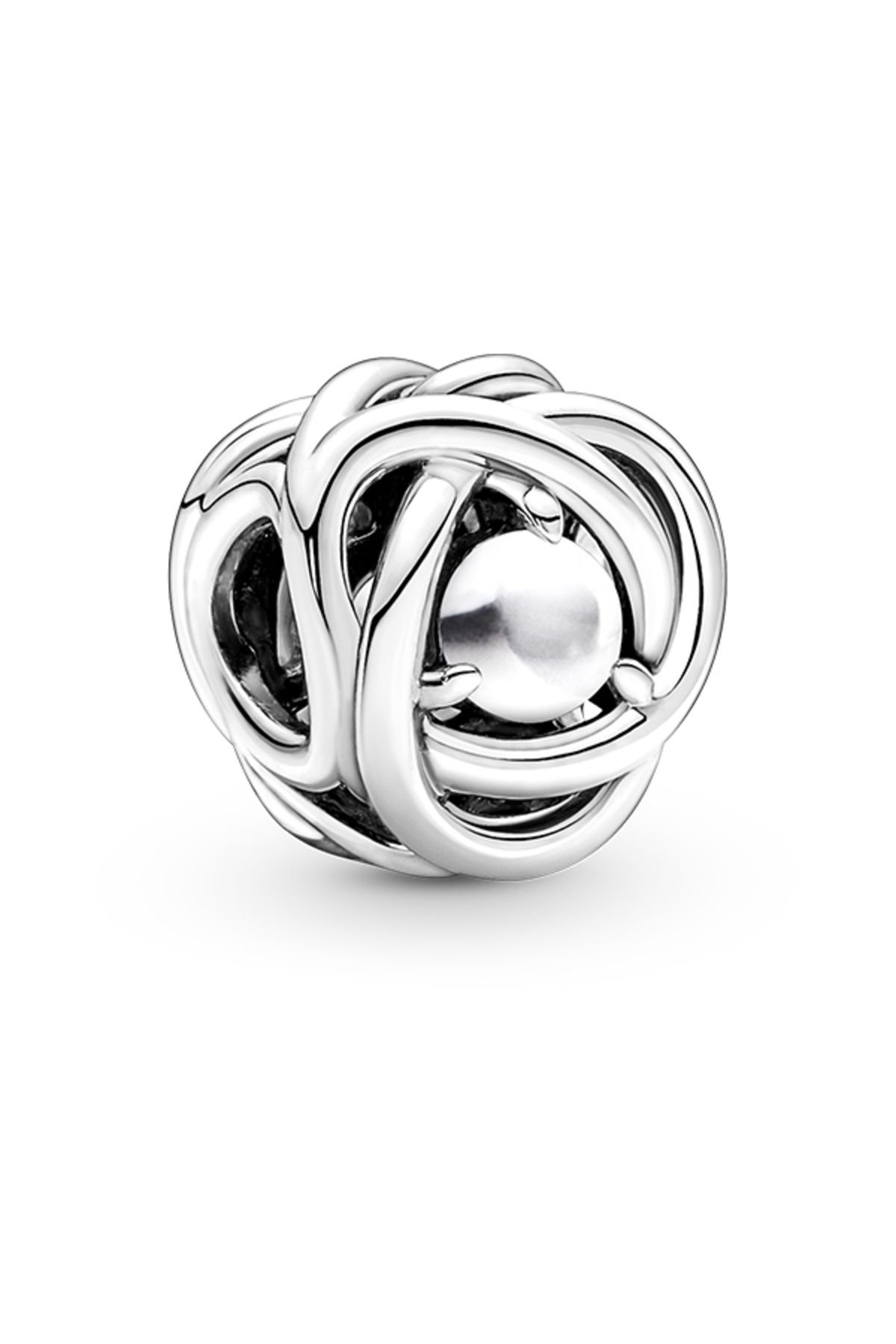 Pandora Beyaz bioresin insan yapımı sedefli 925 ayar gümüş charm