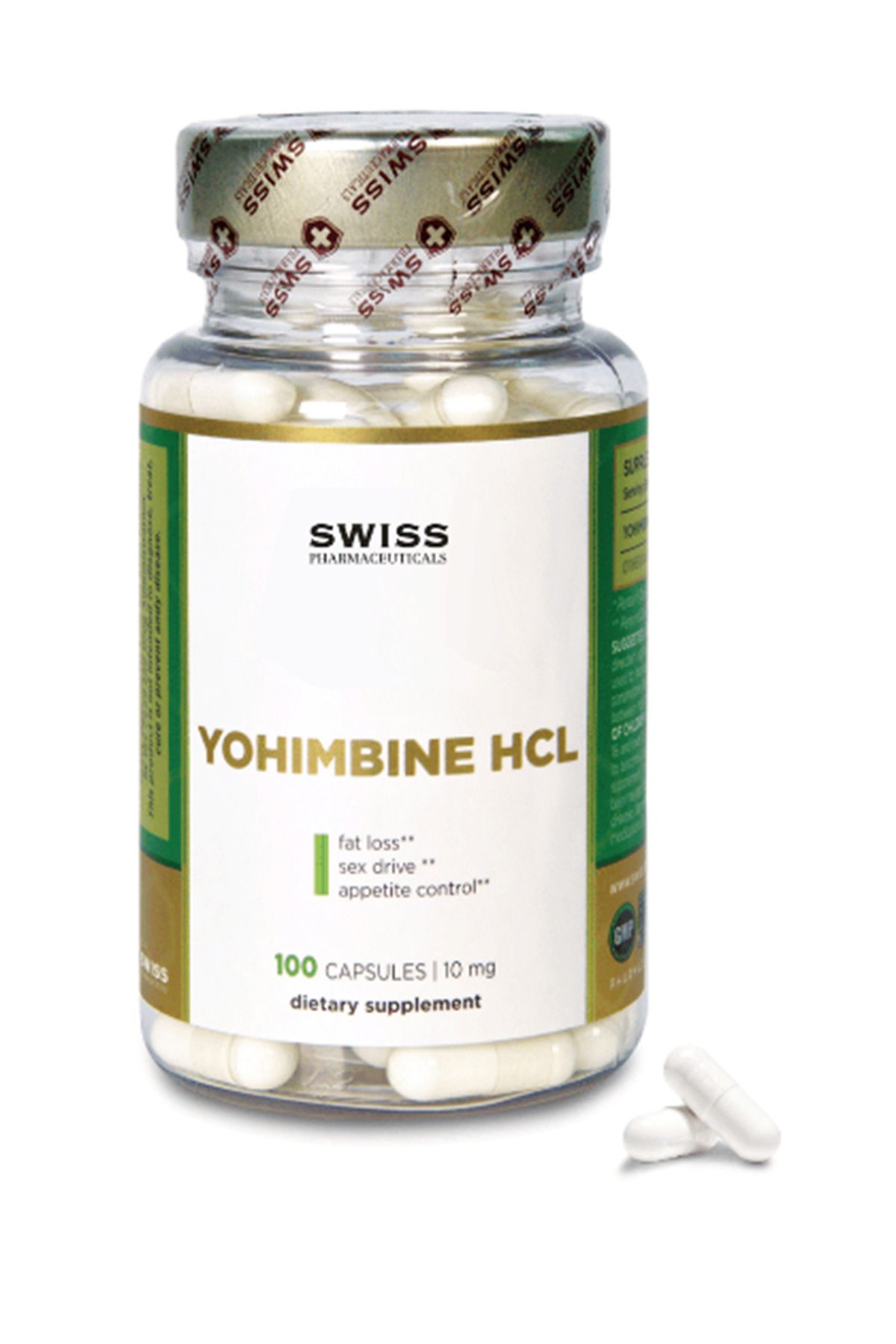 swiss pharma Swiss Pharmaceuticals YOHIMBINE HCL 10mg 100 Capsul.Orj Swiss Made 3737