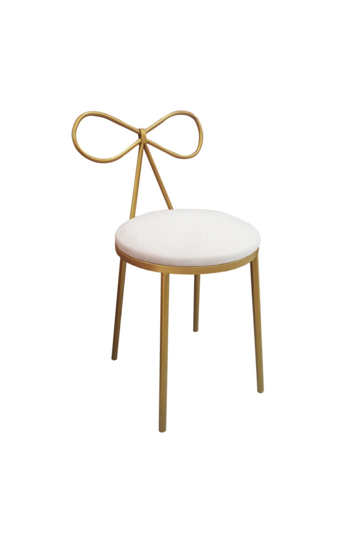Grande Home Fiyonk Makyaj Sandalyesi Metal Gold