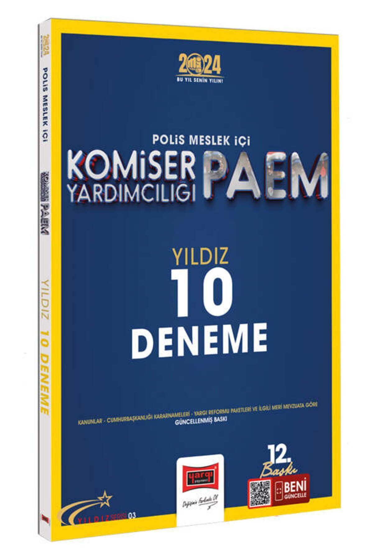 Yargı Yayınları 2024 Polis Meslek İçi PAEM Komiser Yardımcılığı Yıldız Serisi Yıldız 10 Deneme