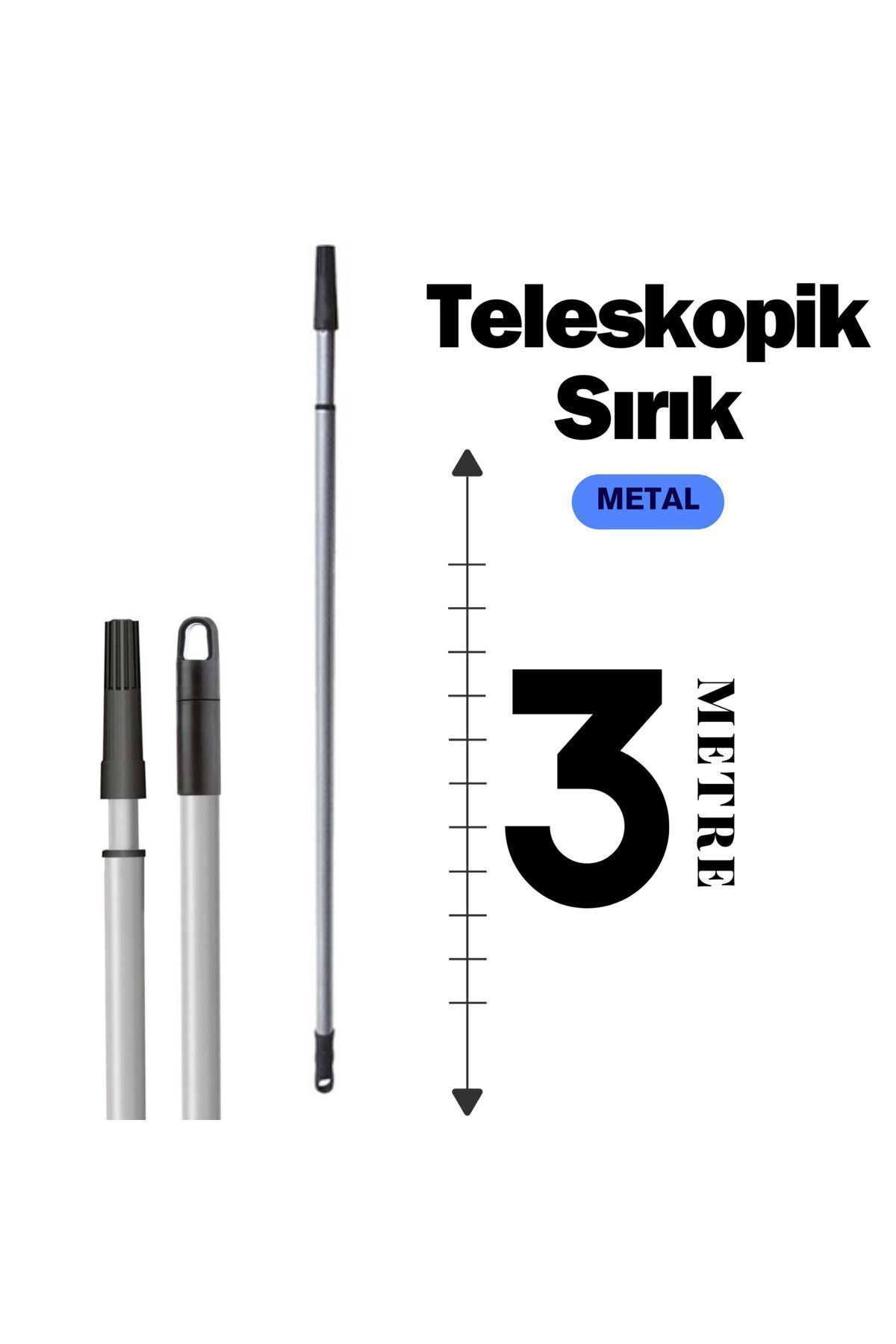 Marka Teleskopik Uzatmalı Metal Saplı 3 Metre Ayarlı Sırık