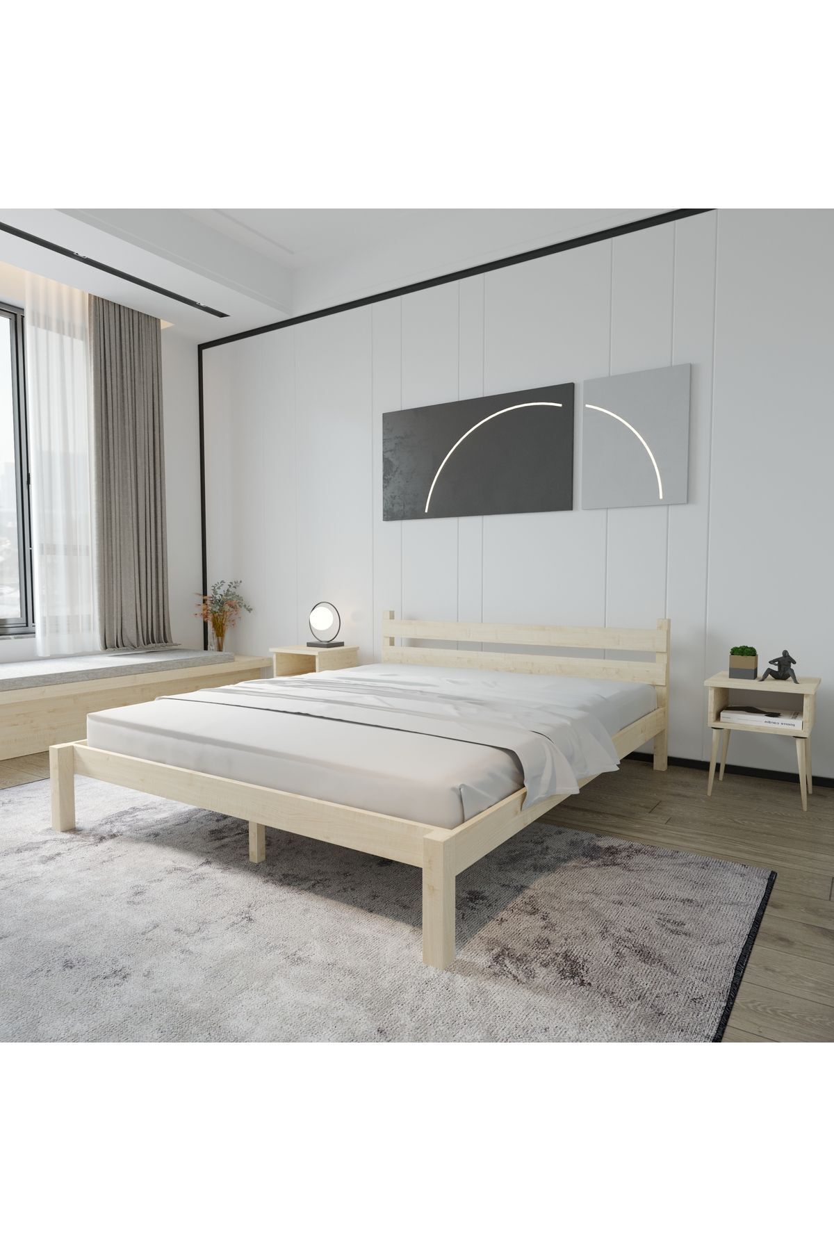 RENAZZO Letto Model Doğal Çam Ahşap Karyola