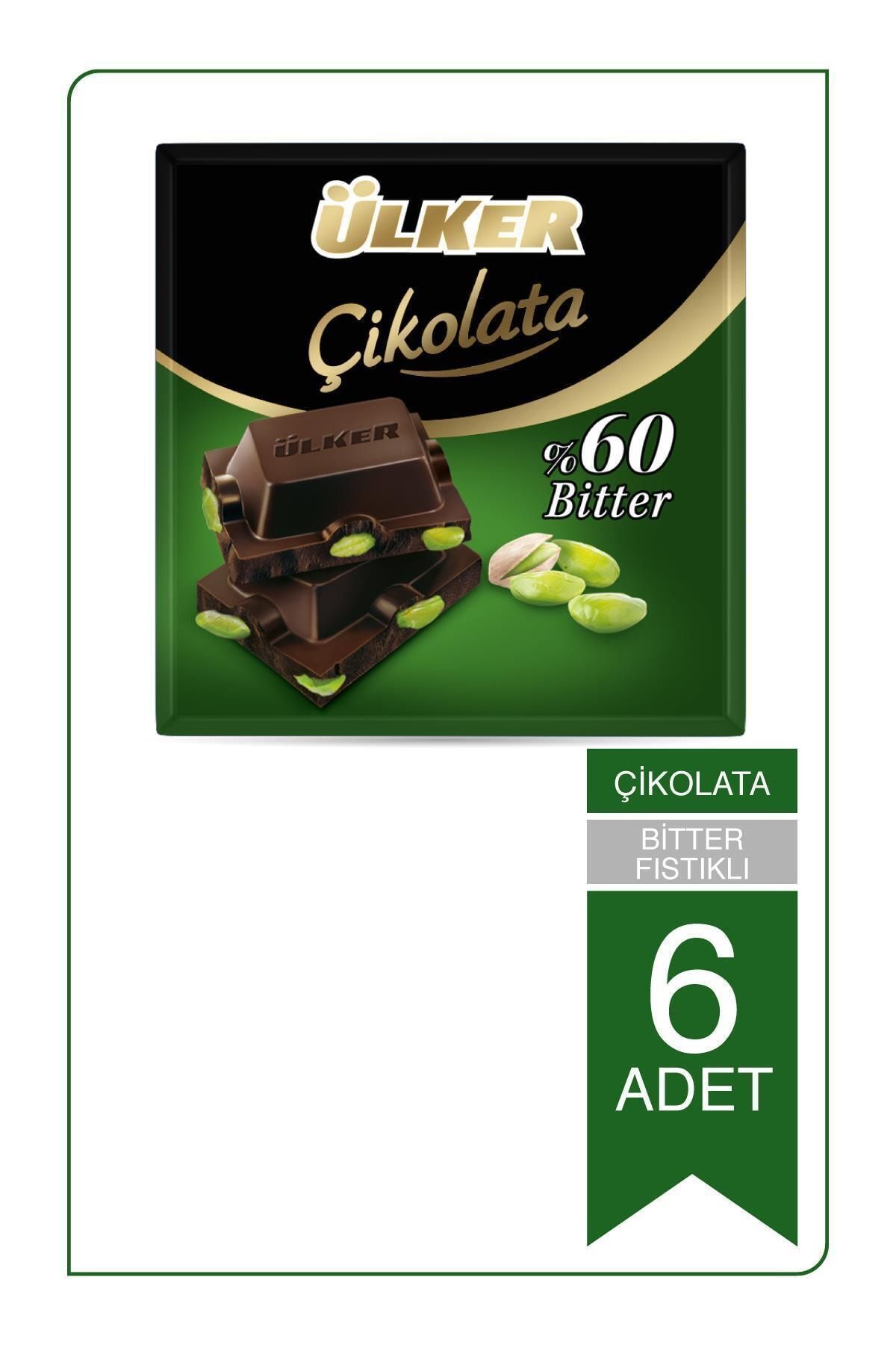 Ülker Çikolata Bitter Fıstıklı Kare (6 Adet)