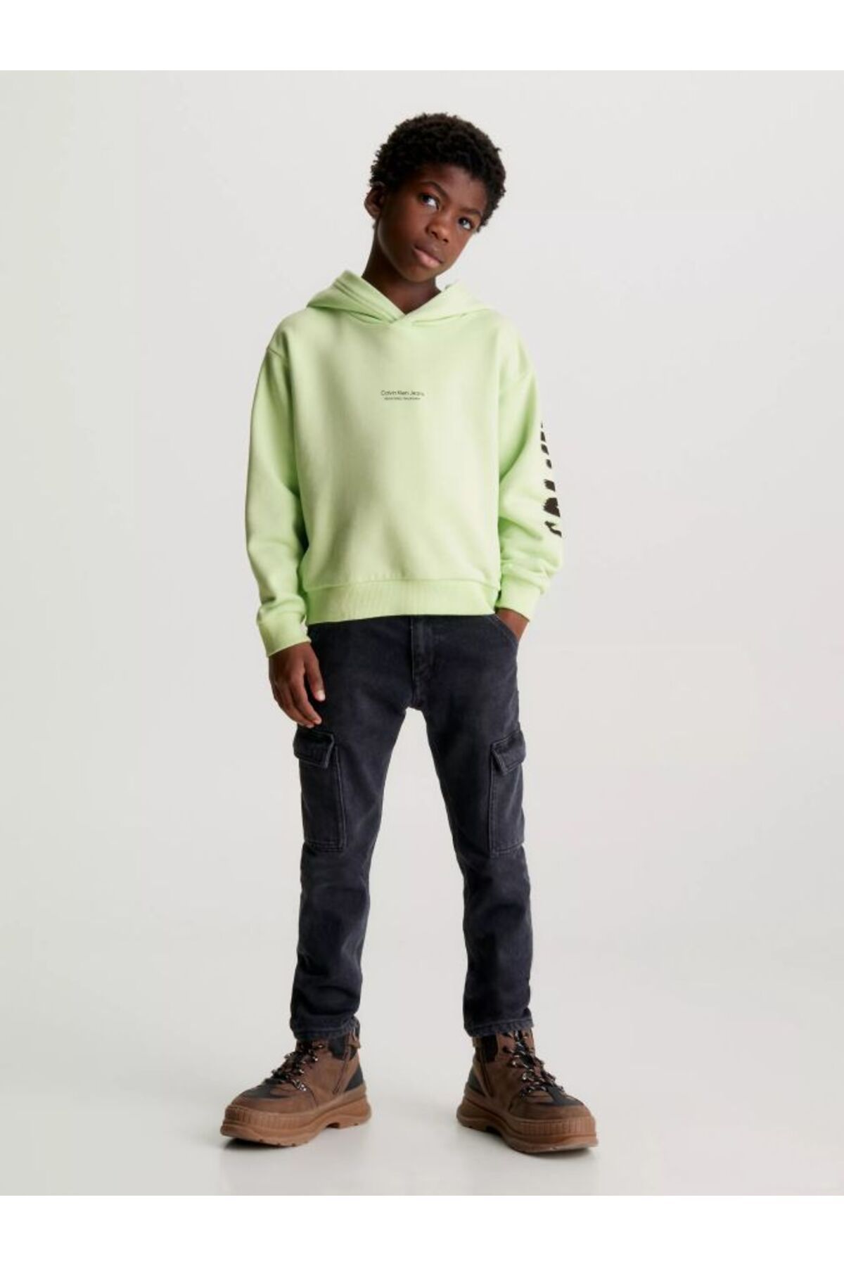 Calvin Klein Çocuk Logo Detaylı Yeşil Sweatshirt