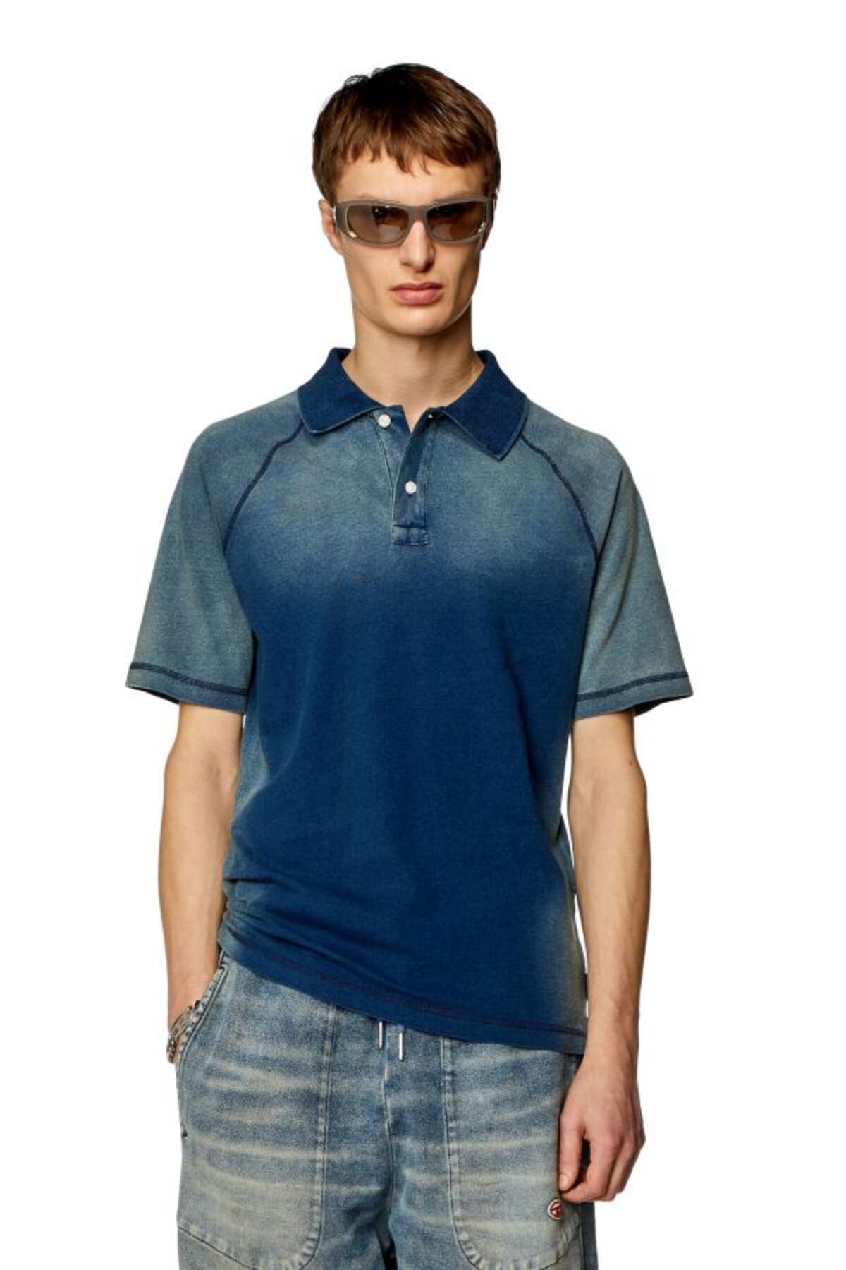 Diesel Erkek Logo Detaylı Polo Yaka Mavi T-shirt