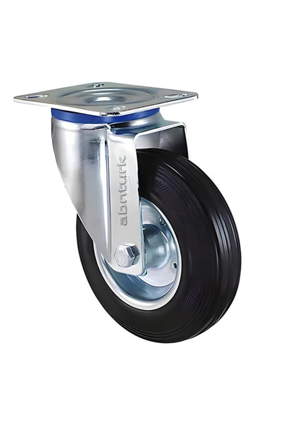 abnturk 80x30mm Araba Tekeri Çelik Jantlı Bilyalı Döner Tablalı Sanayi tipi Dolgu Çok Amaçlı Sağlam Tekerlek