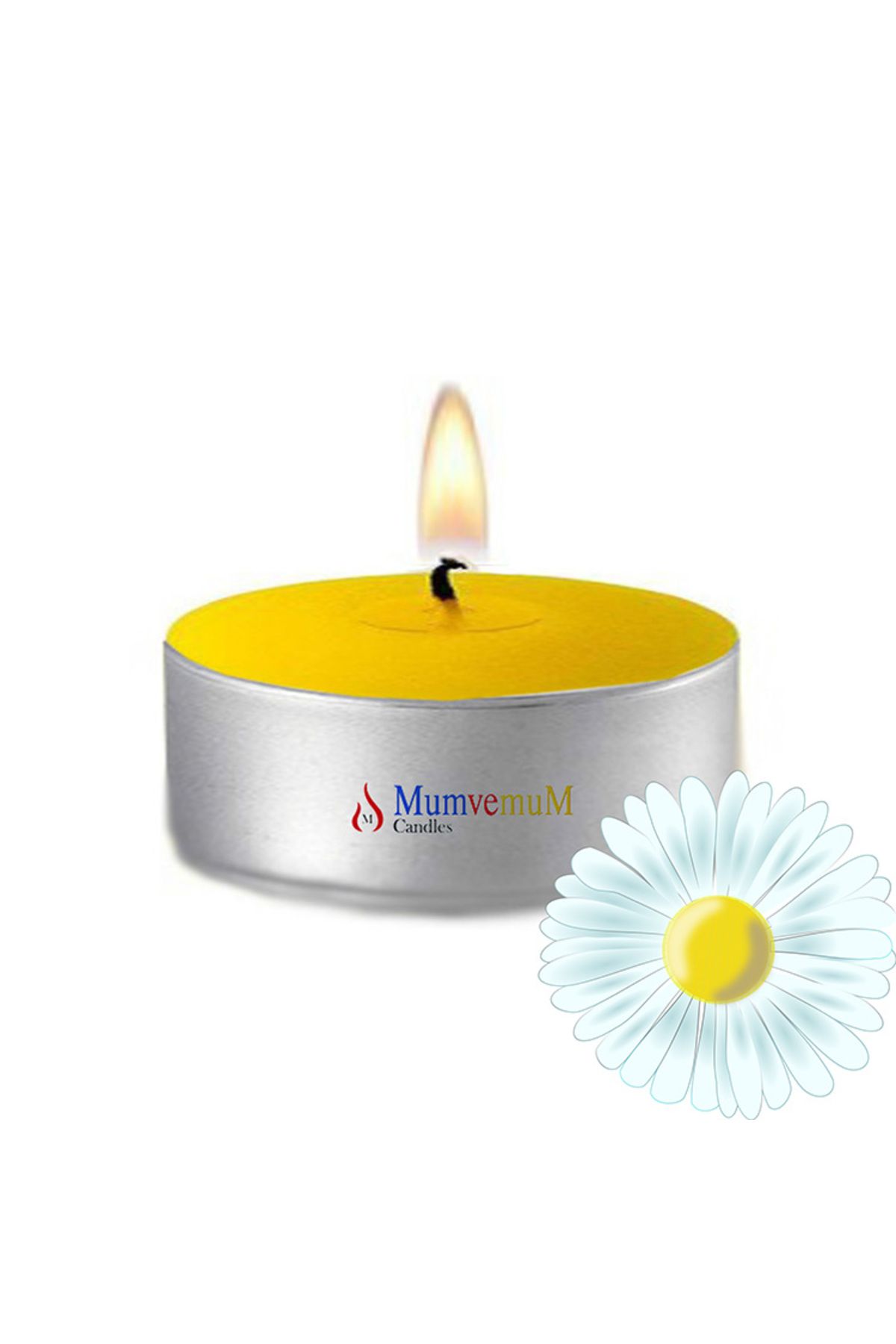 MumvemuM 100 Lu Papatya Kokulu Sarı Tealight Mum