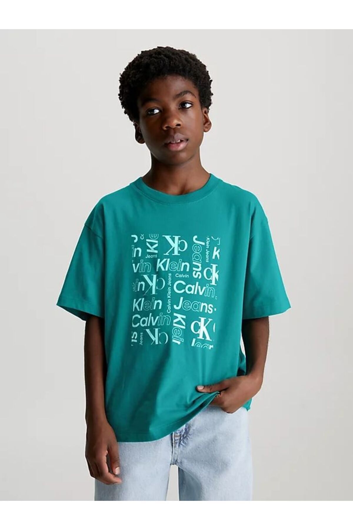 Calvin Klein Çocuk Logo Detaylı Yeşil T-shirt