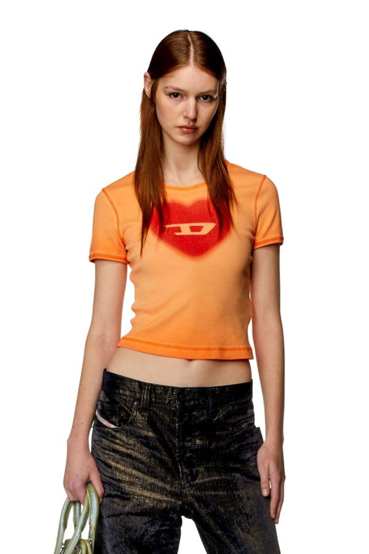 Diesel Kadın Kısa Kollu Turuncu T-shirt