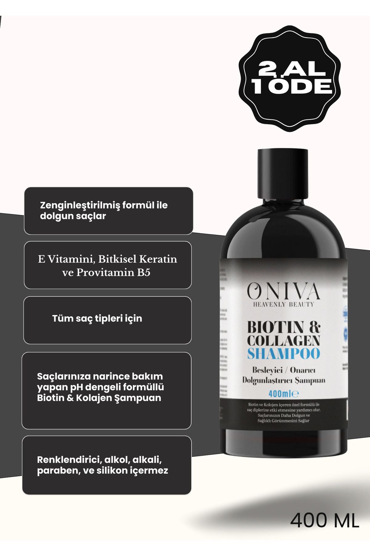oniva Biotin & Collagen Besleyici/onarıcı, Dolgunlaştırıcı Shampoo 400 Ml.