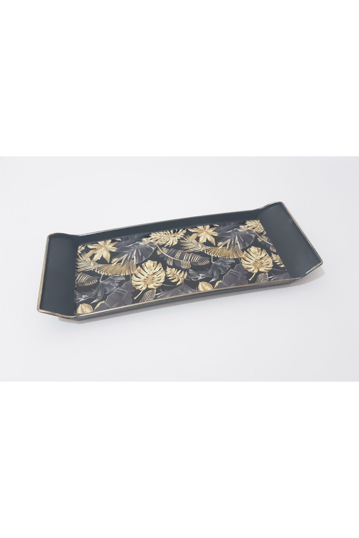 renkli çiçekler Dikdörtgen Mini Desenli Kahve Tepsi 28.5X11.5 CM Sunum Tepsis