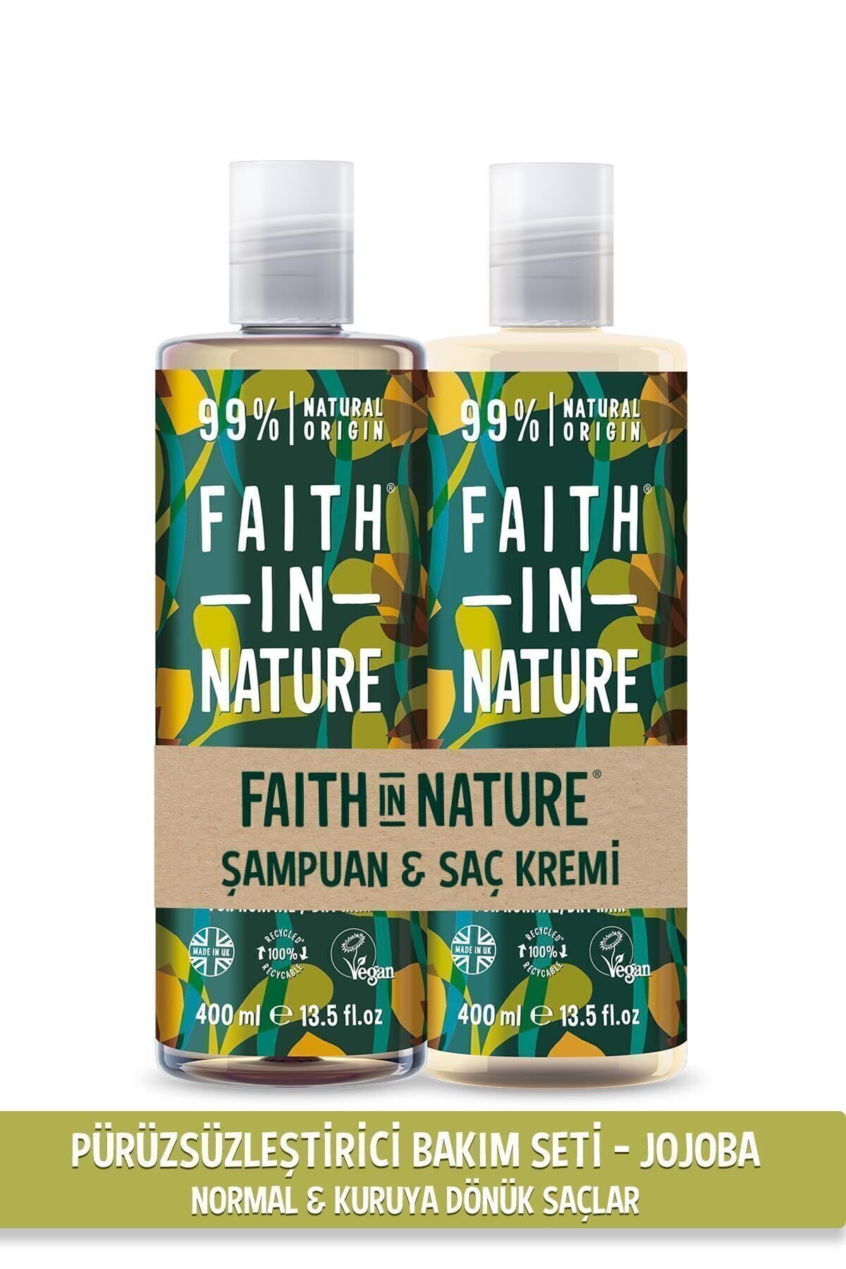 Faith In Nature %99 Doğal Pürüzsüzleştirici Şampuan&Saç Kremi Jojoba