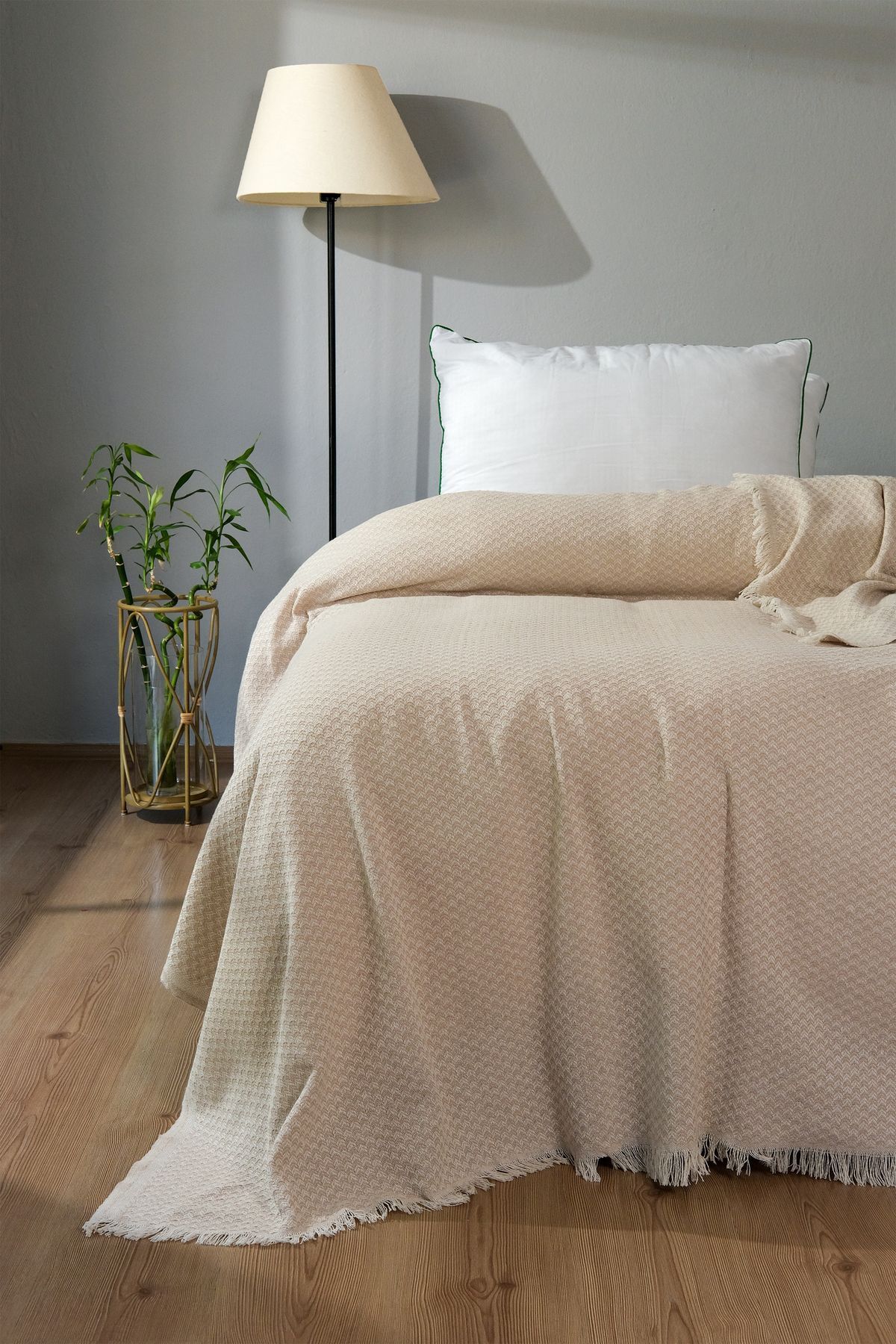 HOME MOD STORE Tripolis Tek kişilik Saçaklı Pike ve Yatak Örtüsü 170x210cm