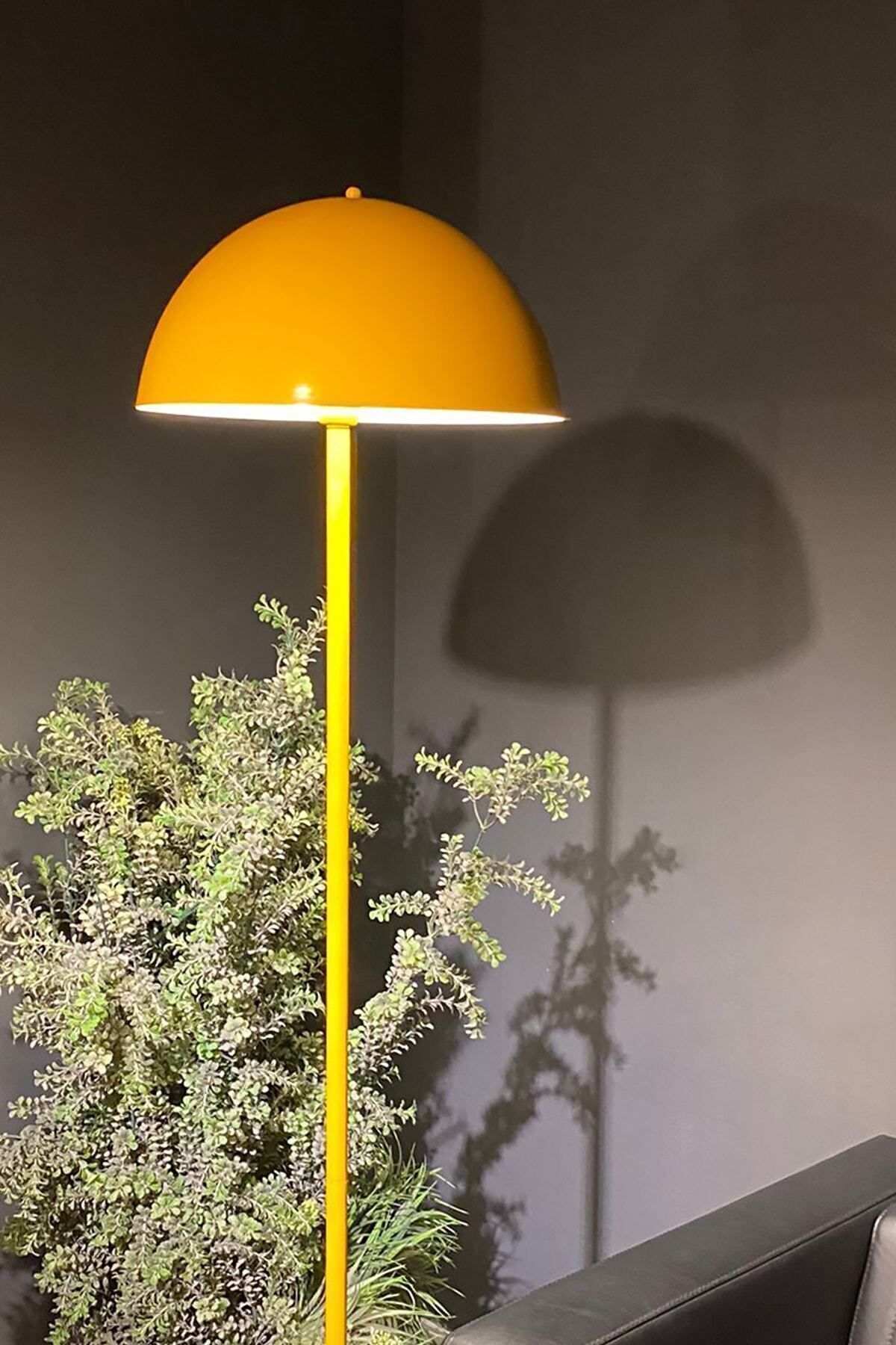 Bamyum Sarı Lambader Modern Dekoratif Metal Salon Hol Çalışma Odası Zemin Lambası 170 Cm Kablo
