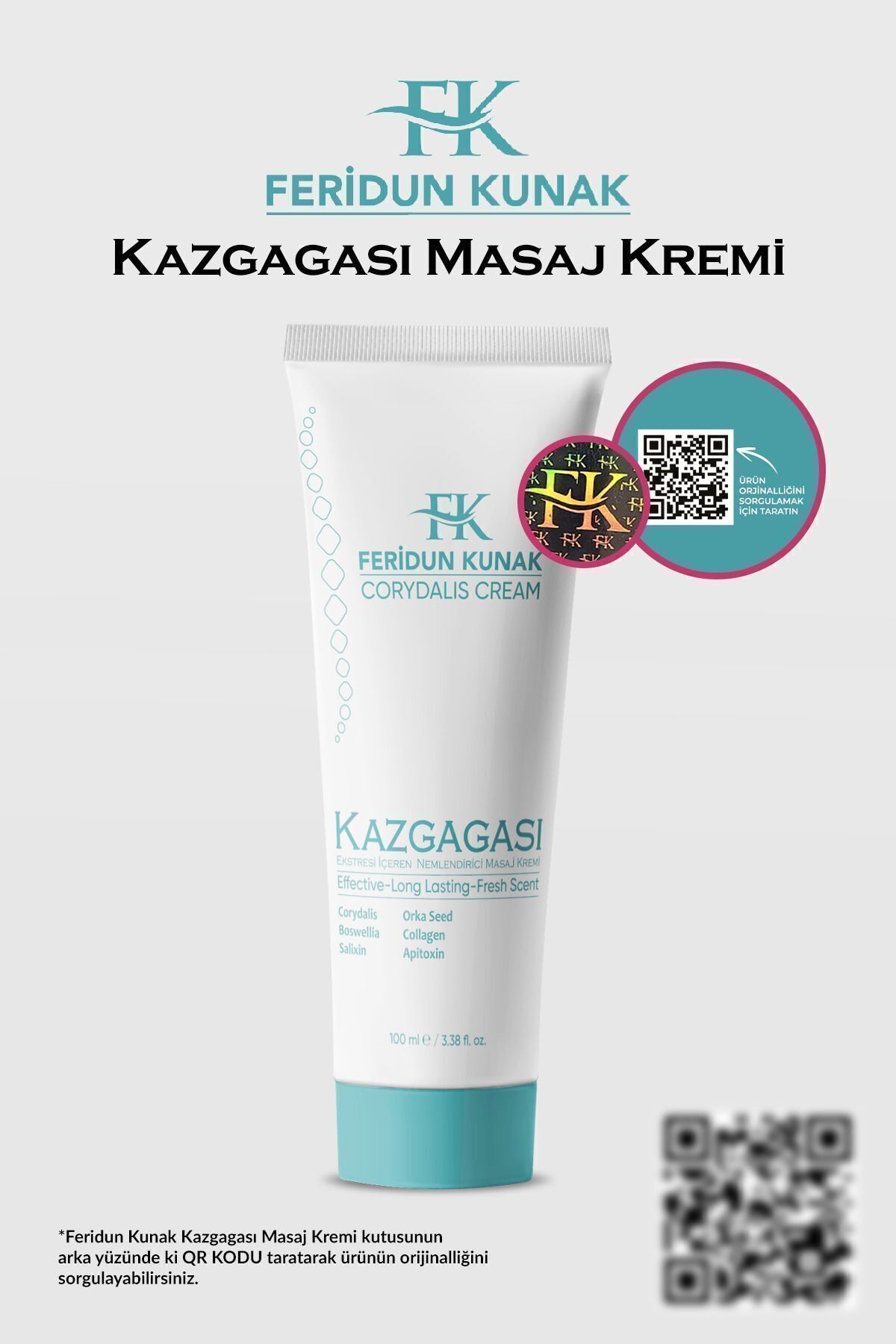 Feridun Kunak Kazgagası Doğal Ve Etkili Ağrı Masaj Kremi 100 ml