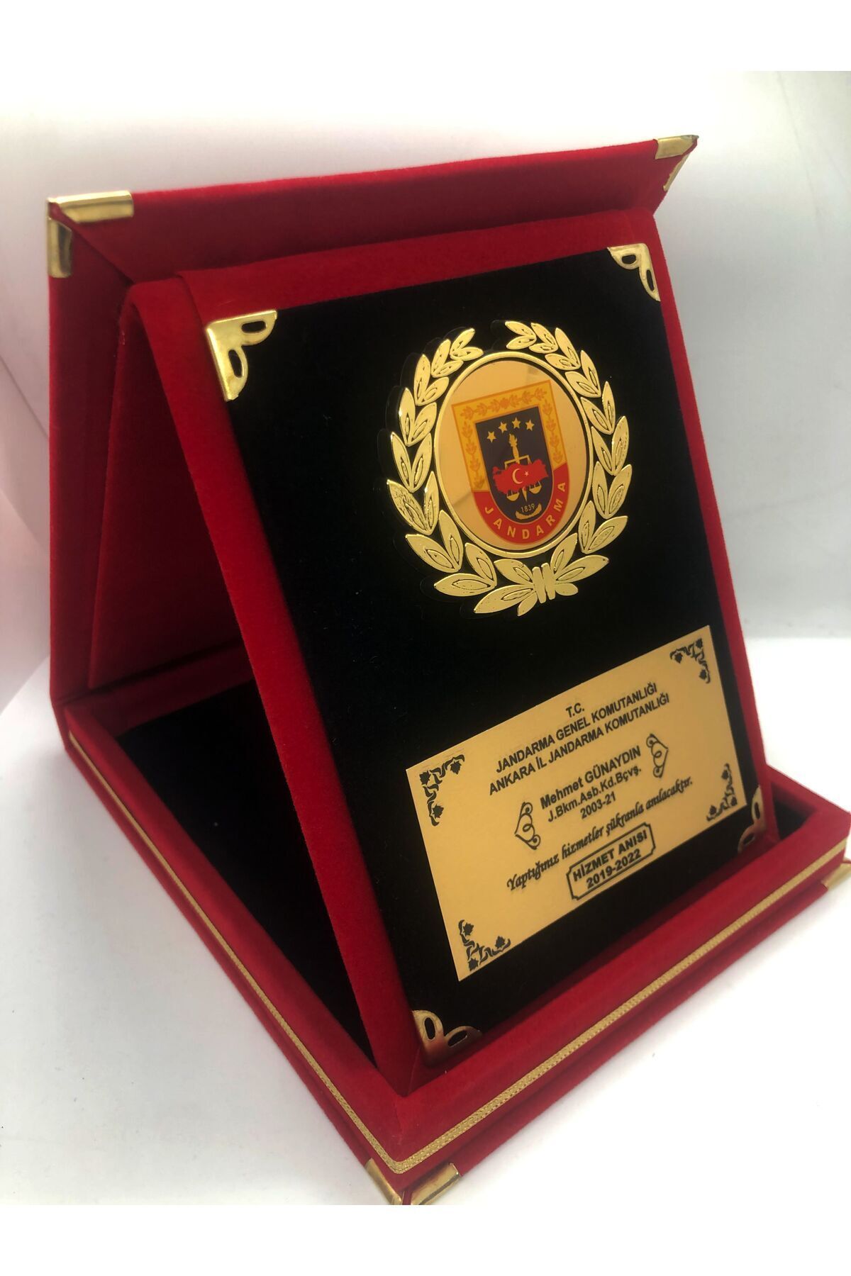 Genel Markalar Kişiye Özel Kadife Kutulu Fasetli Plaket Mezuniyet-Hizmet Anısı- Teşekkür- Ödül Plaketi