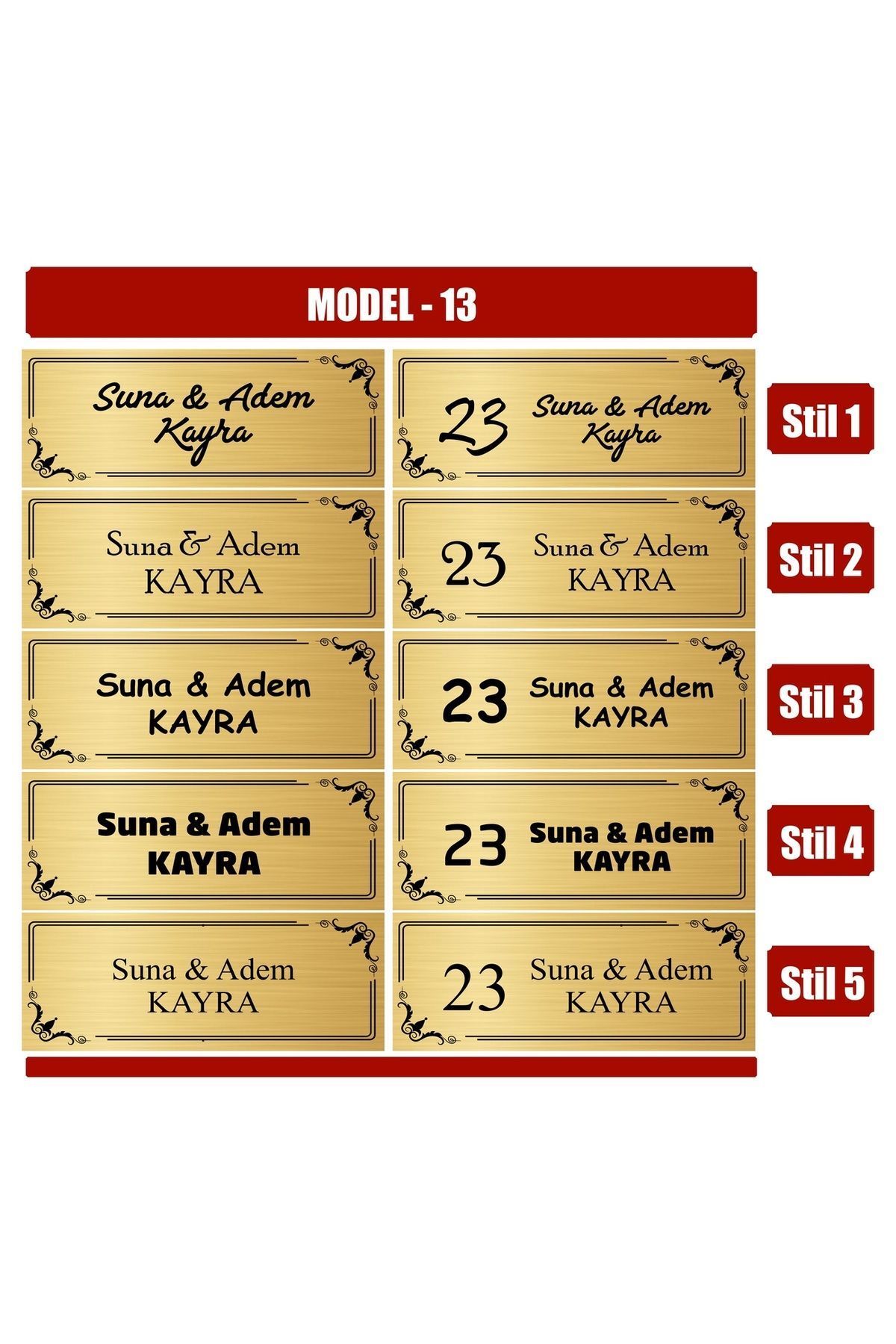 Plaket Home Kişiye Özel Metal Kapı Isimliği-yapışkanlı Kapı Süsü Model 0013