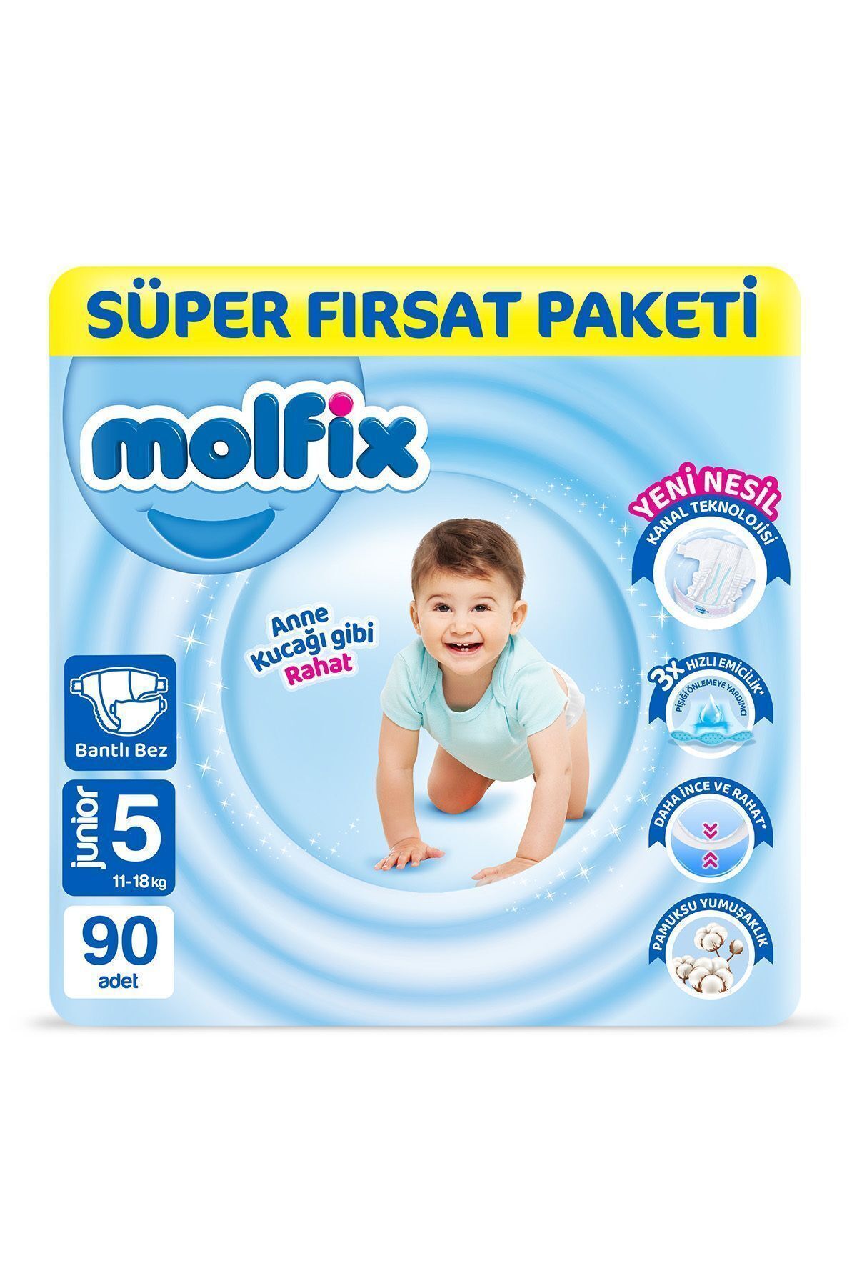 Molfix Bebek Bezi 5 Beden Junior Süper Fırsat Paketi 90 Adet