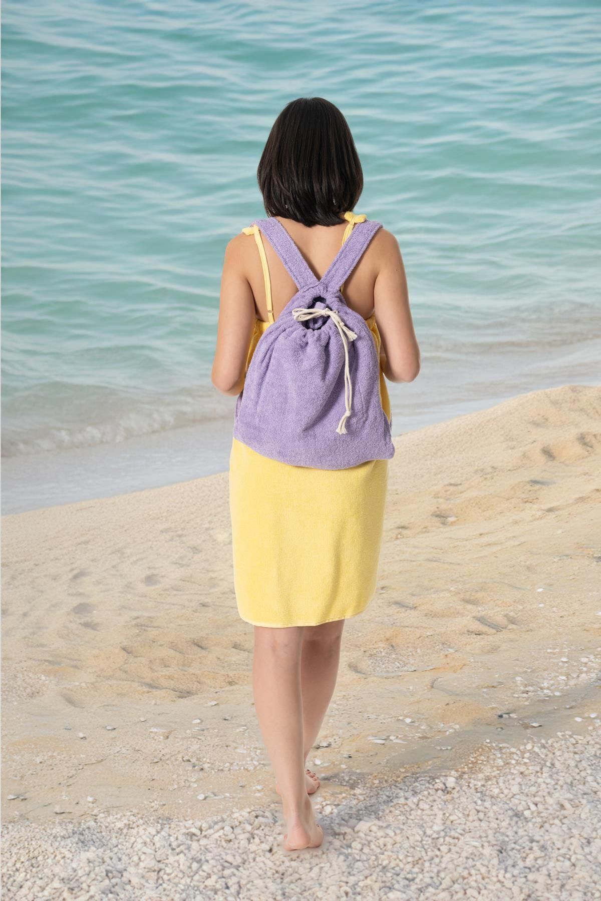 Ender Home Havlu Plaj Sırt Çantası+Havlusu Havuz Deniz Şezlong Havlu Çantası