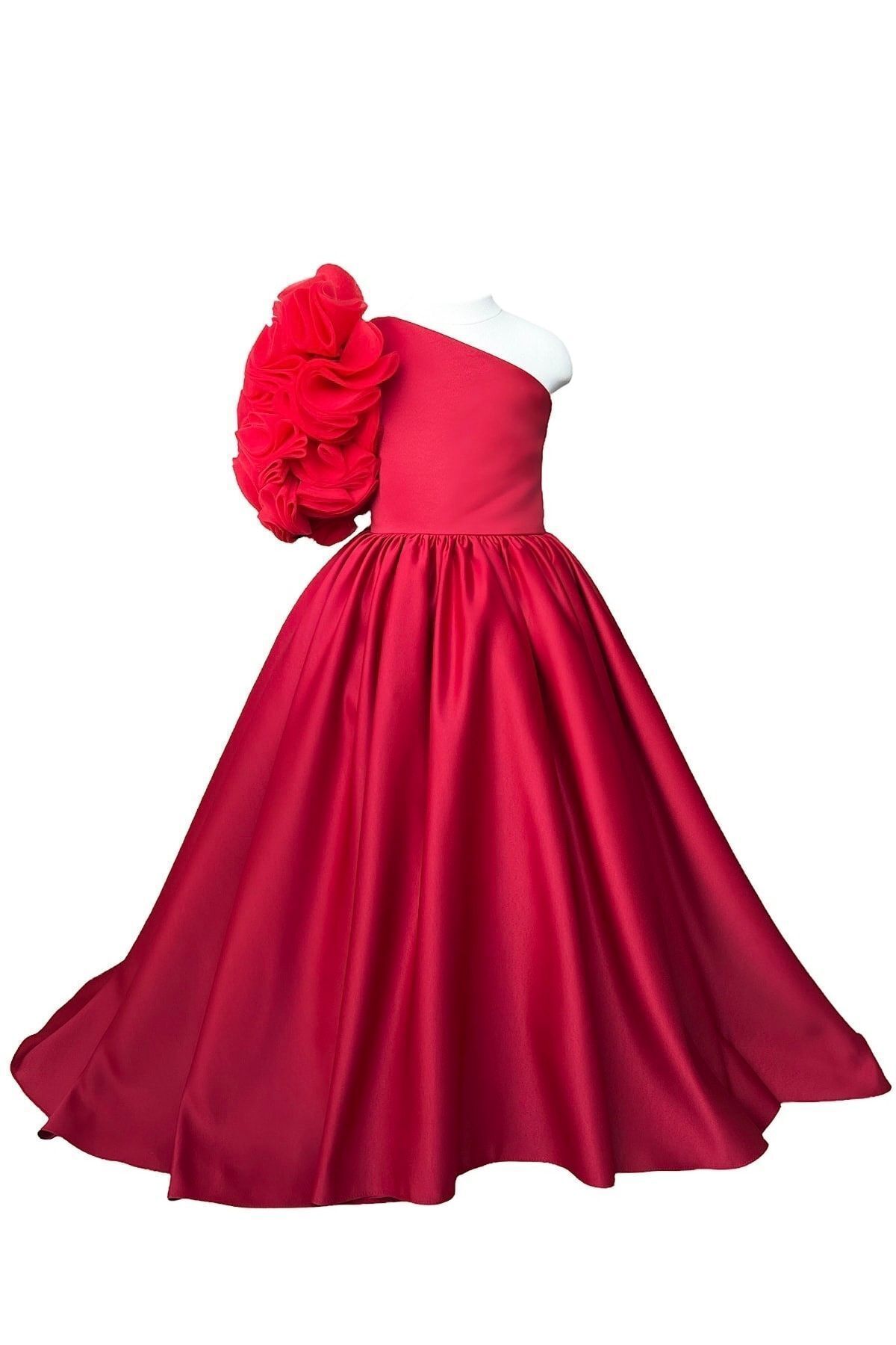 zühre balaban Red Rosetta Girl Dress Kırmızı Kız Çocuk Abiye Elbise