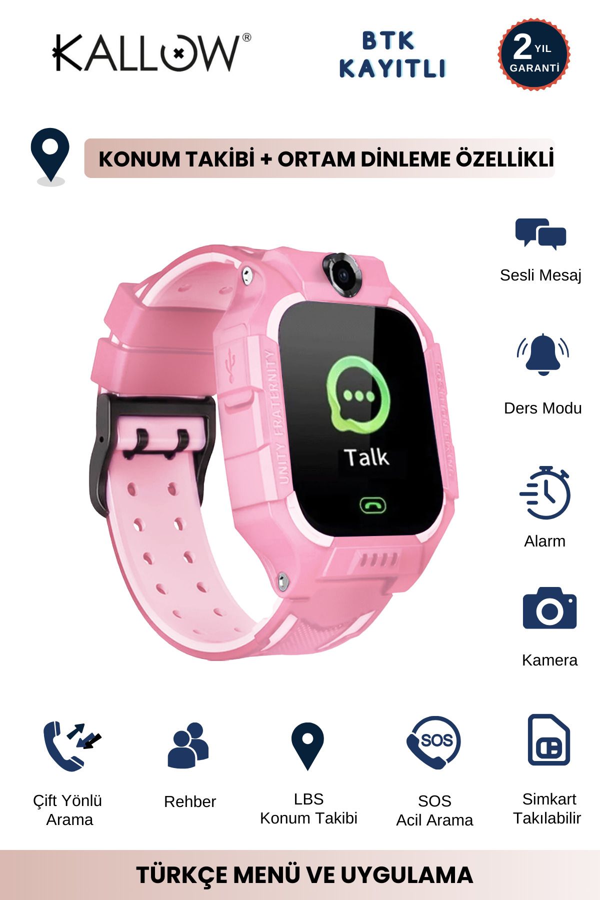 kallow Sim Kartlı Akıllı Çocuk Saati Konum Takibi Ve Uzaktan Dinleme Acil Arama Özellikli Çocuk Saati