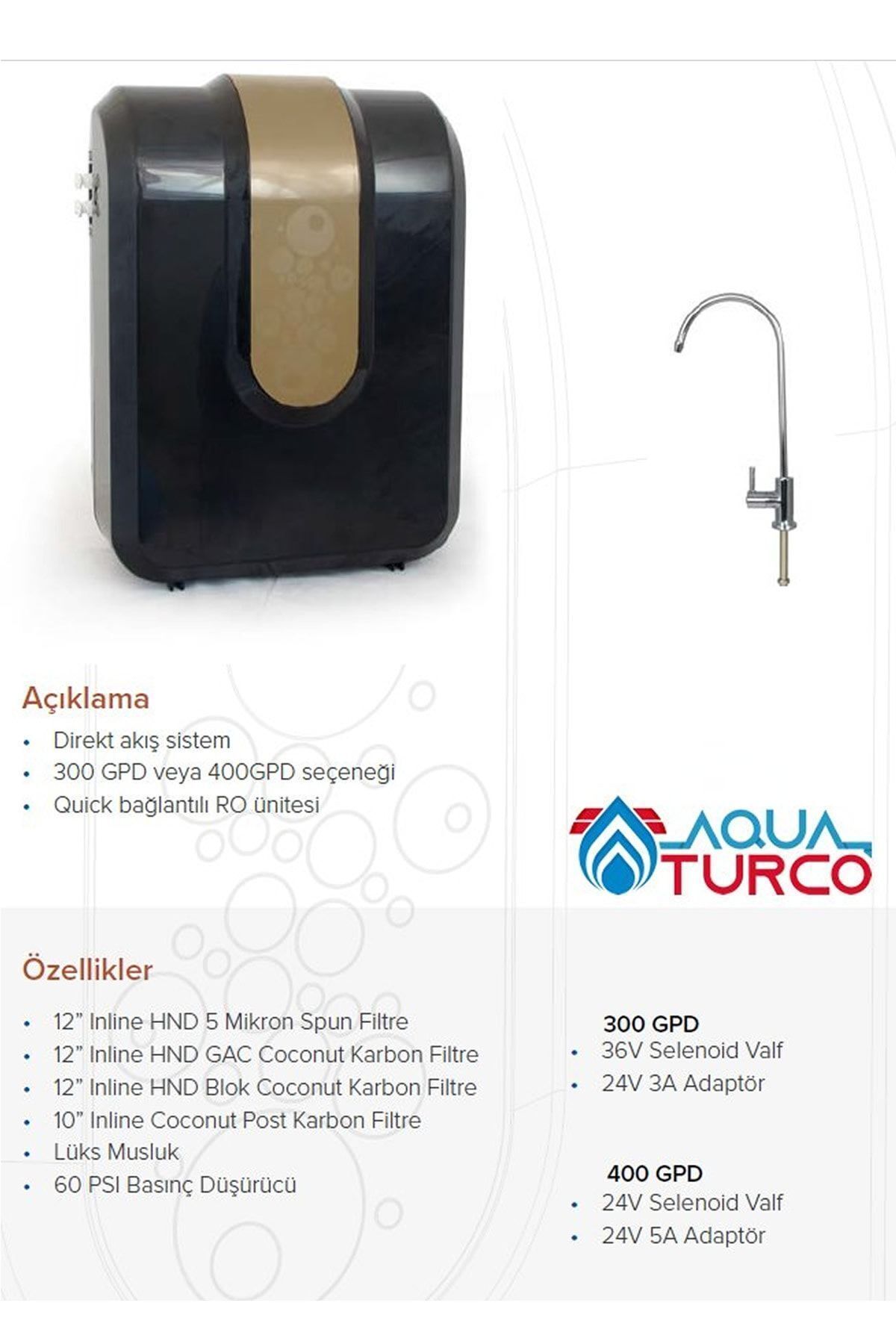 AQUA BELLA Icon Plus Kapalı Kasa Tanksız Direkt Akış Günde 1100 Lt Kapasiteli Su Arıtma Cihazı