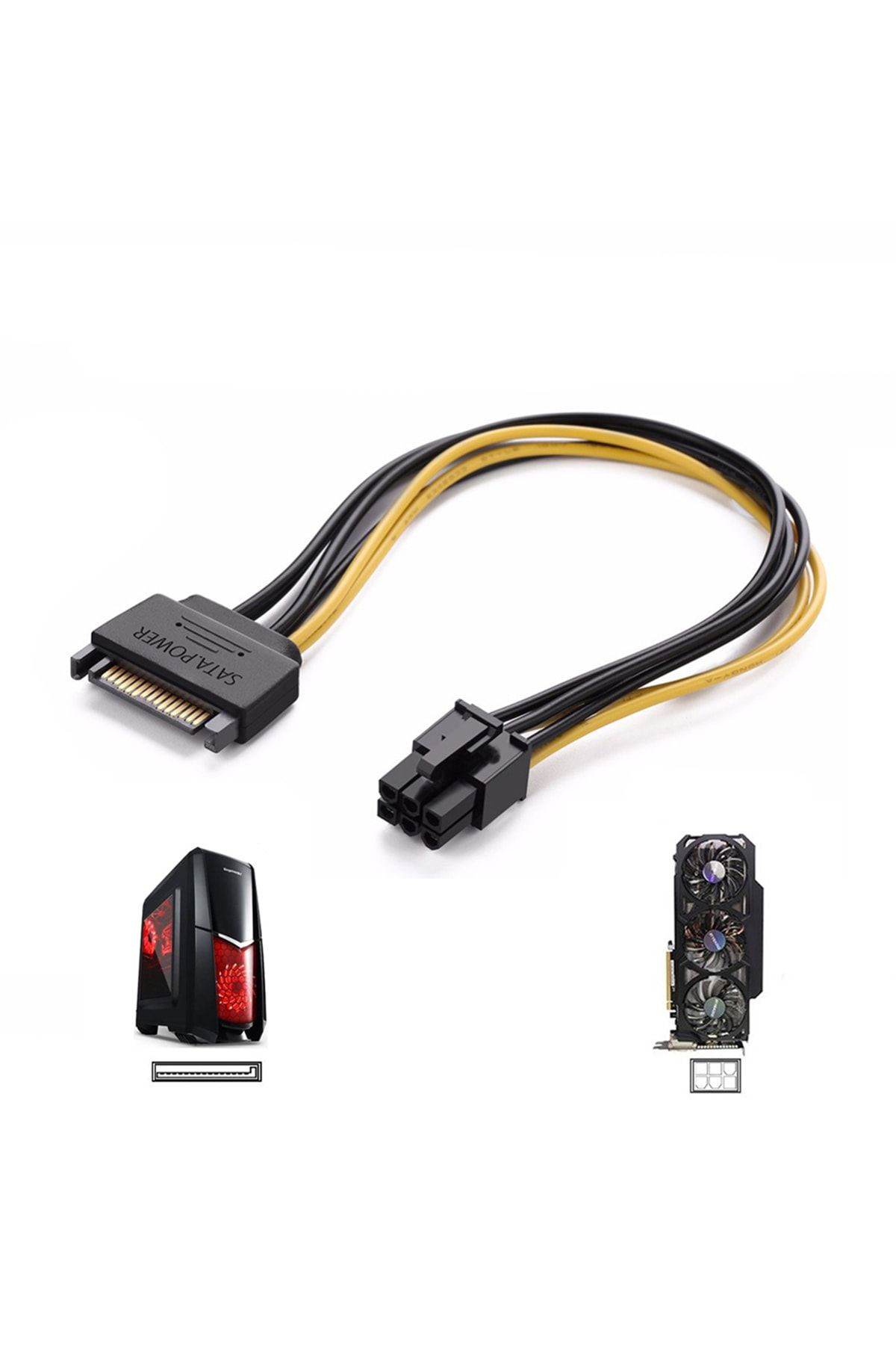 BK Teknoloji Sata 15-pin To 6-pin Pcı Express Ekran Kartı Çevirici Güç Kablosu
