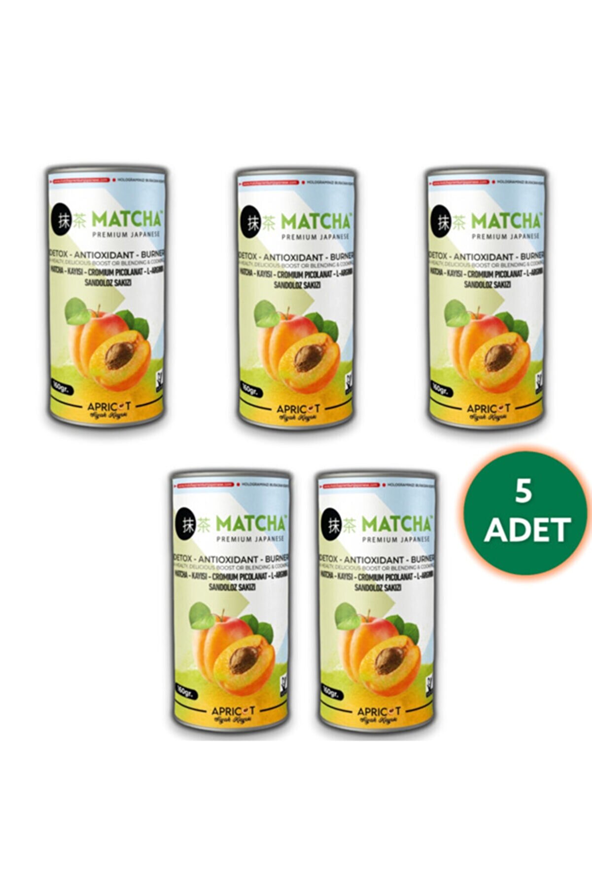 Matcha Premium Japanese Kayısı Aromalı, Matcha Apricot Form Çayı 20 X 8 gr (detox Burner), 5 Kutu