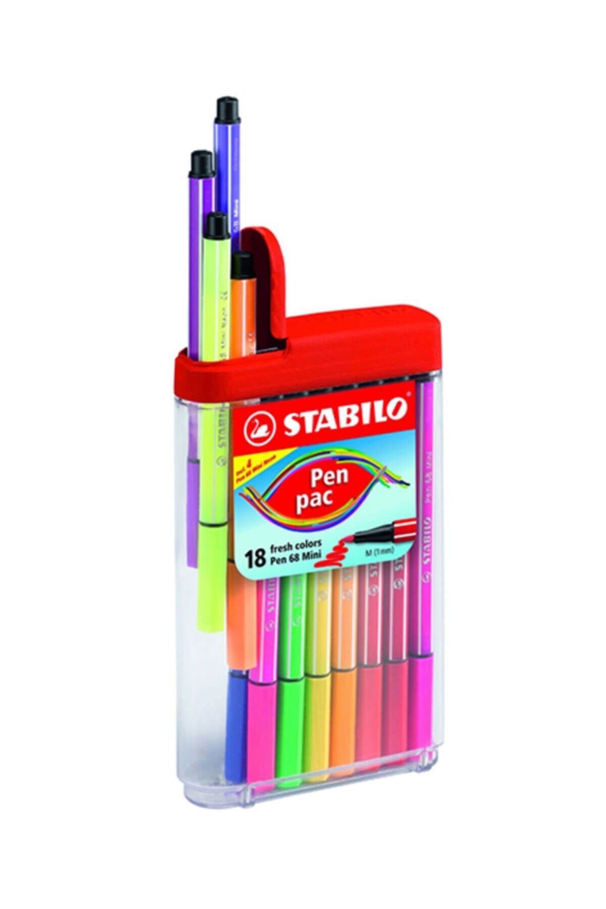 Stabilo Pen 68 Mini Pac Askılı 18 Renk 668-18-031