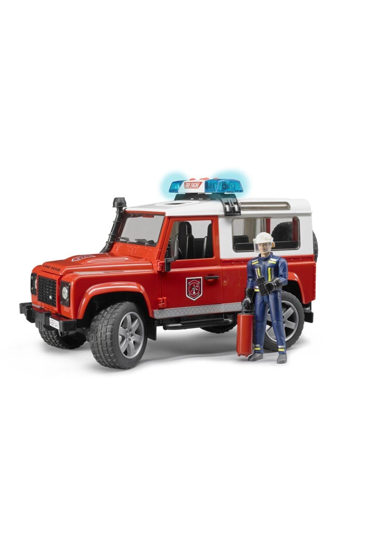 Bruder Bruder - Land Rover Itfaiye Aracı Ve Itfaiye Memuru Ölçekli Model, Kırmızı