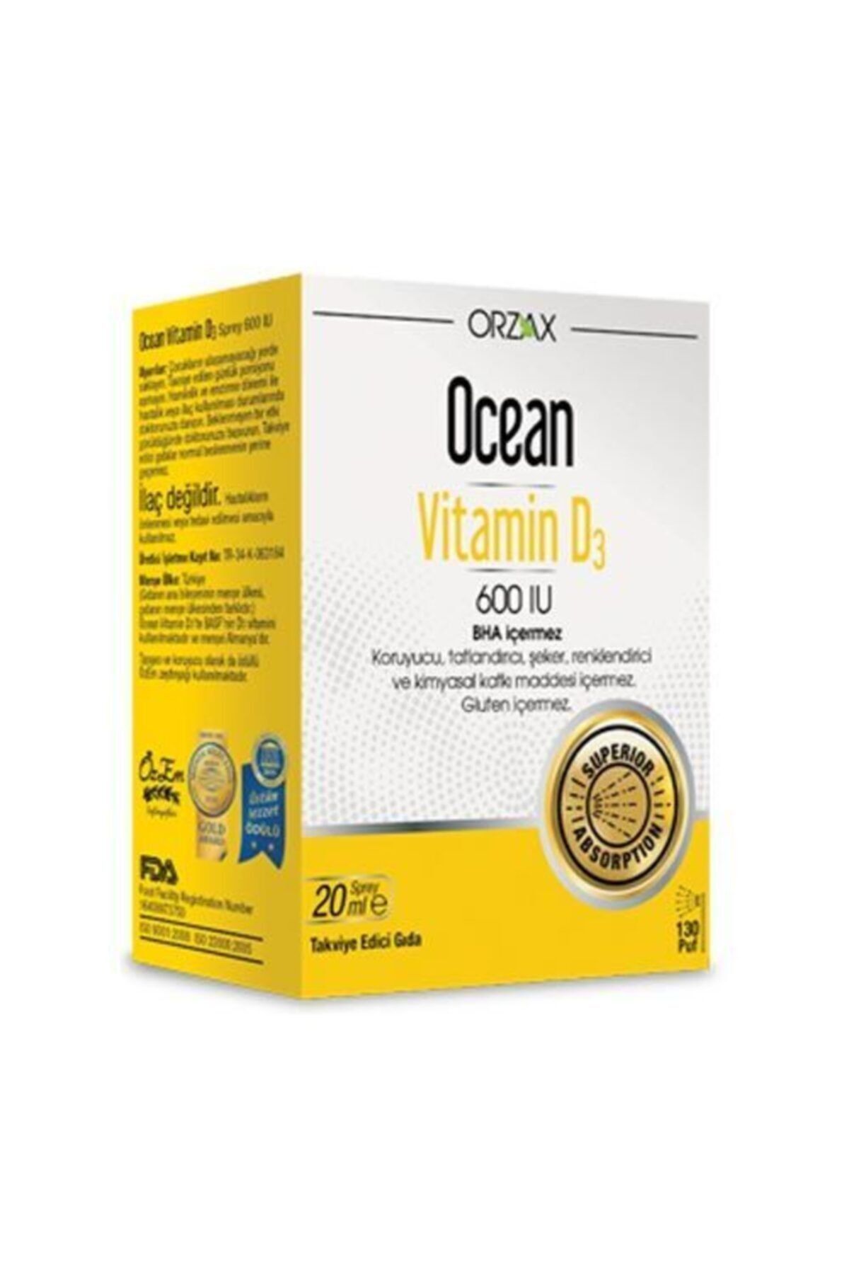 Ocean Orzax Ocean Vitamin D3 600 IU Sprey 20ml