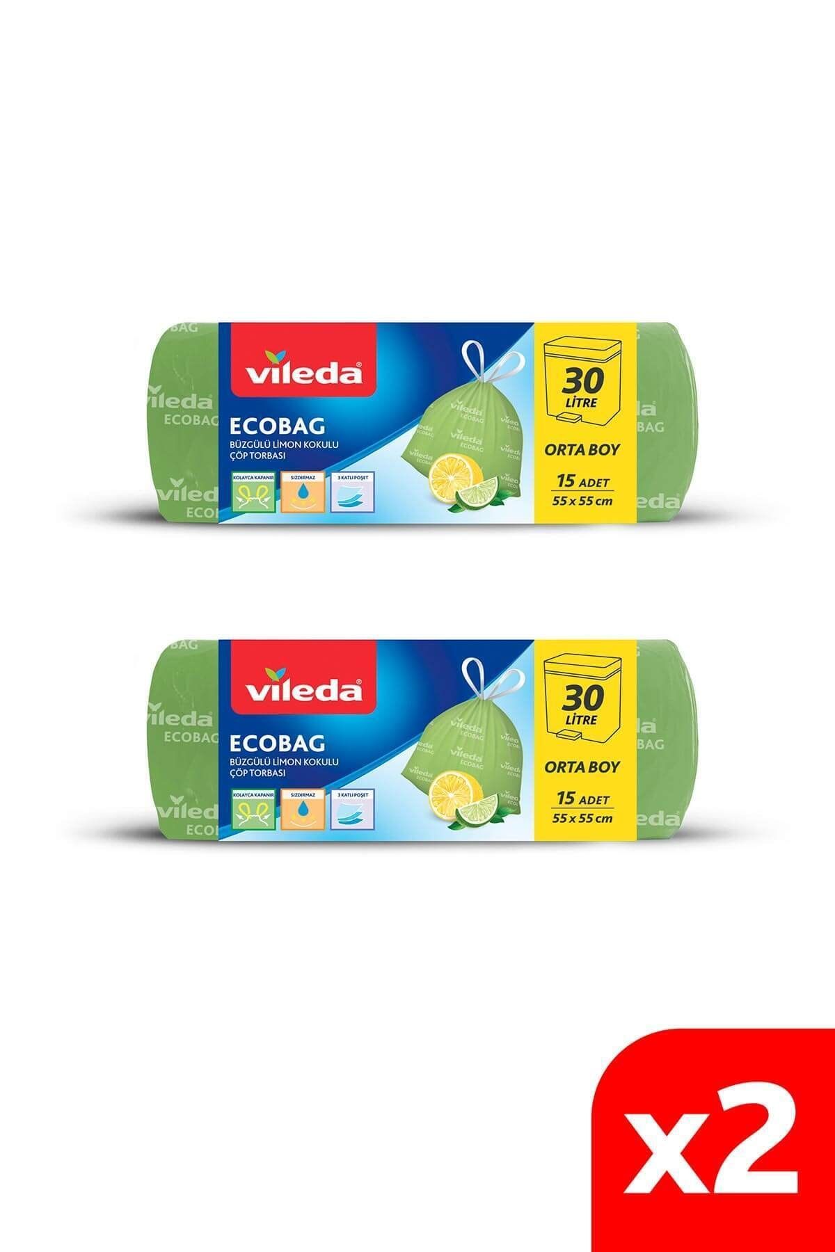 Vileda Büzgülü Limon Kokulu Çöp Torbası Orta Boy 15'li 2'li Paket