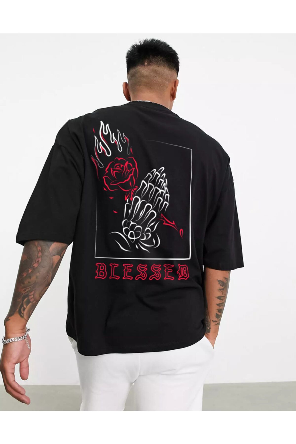 Ghedto Unisex Blessed Oversize Tshirt Siyah