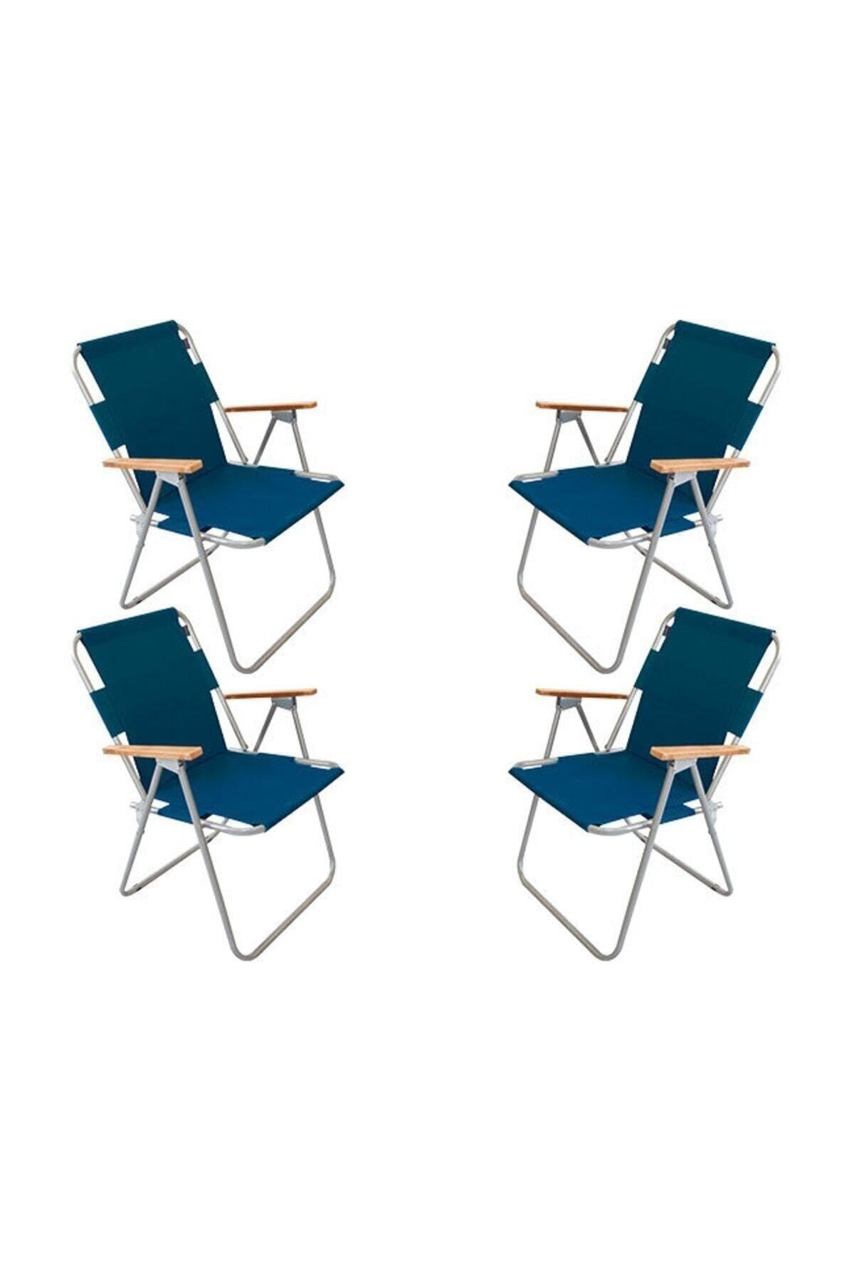Mocca Style Kamp Sandalyesi Katlanır Ahşap Kollu Kamp Piknik Sandalyesi 4 Lü