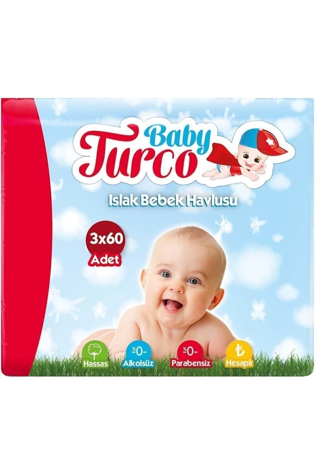 Baby Turco Klasik Plastik Kapaklı 3'lü Set 180 Yaprak Islak Havlu Mendil
