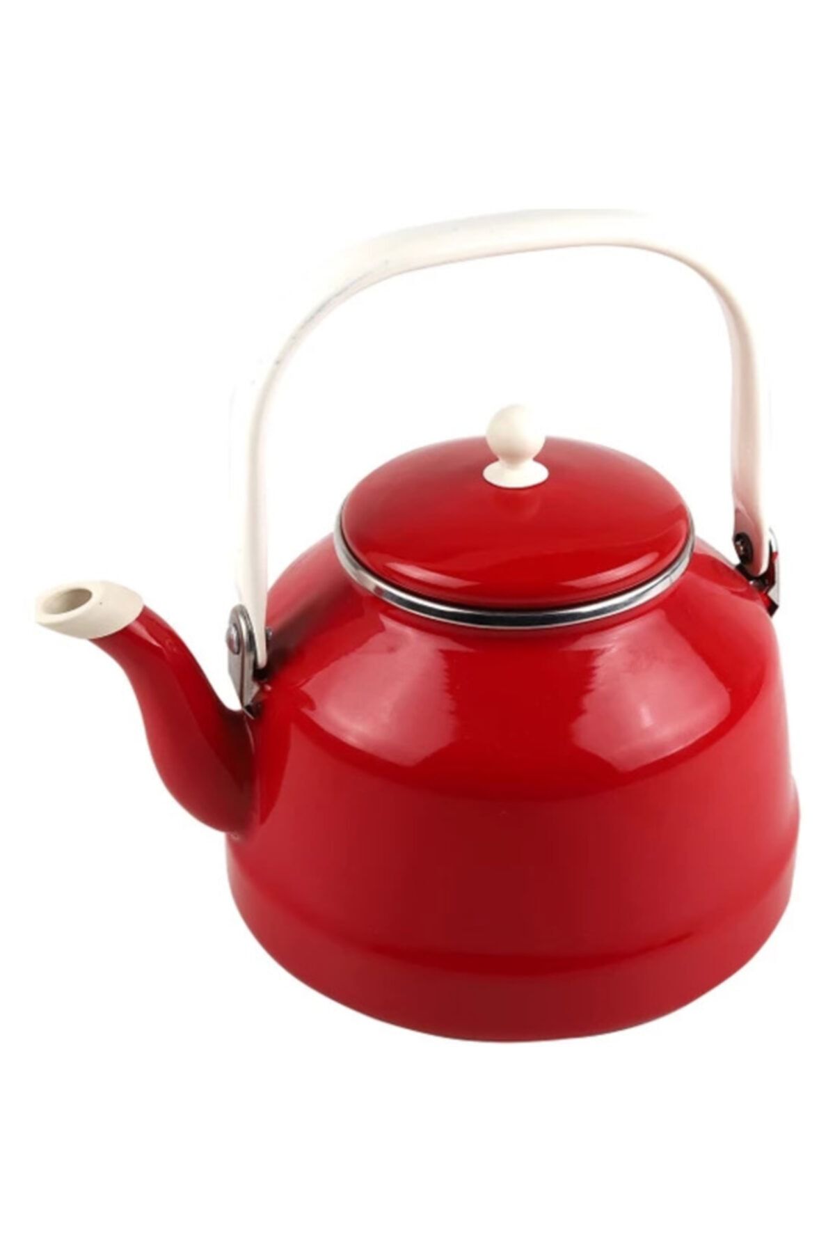 Genel Markalar Emaye Çaydanlık 2,5 Litre Çinko Bitki Çayı Demliği Tekli Üstten Tutmalı Kırmızı